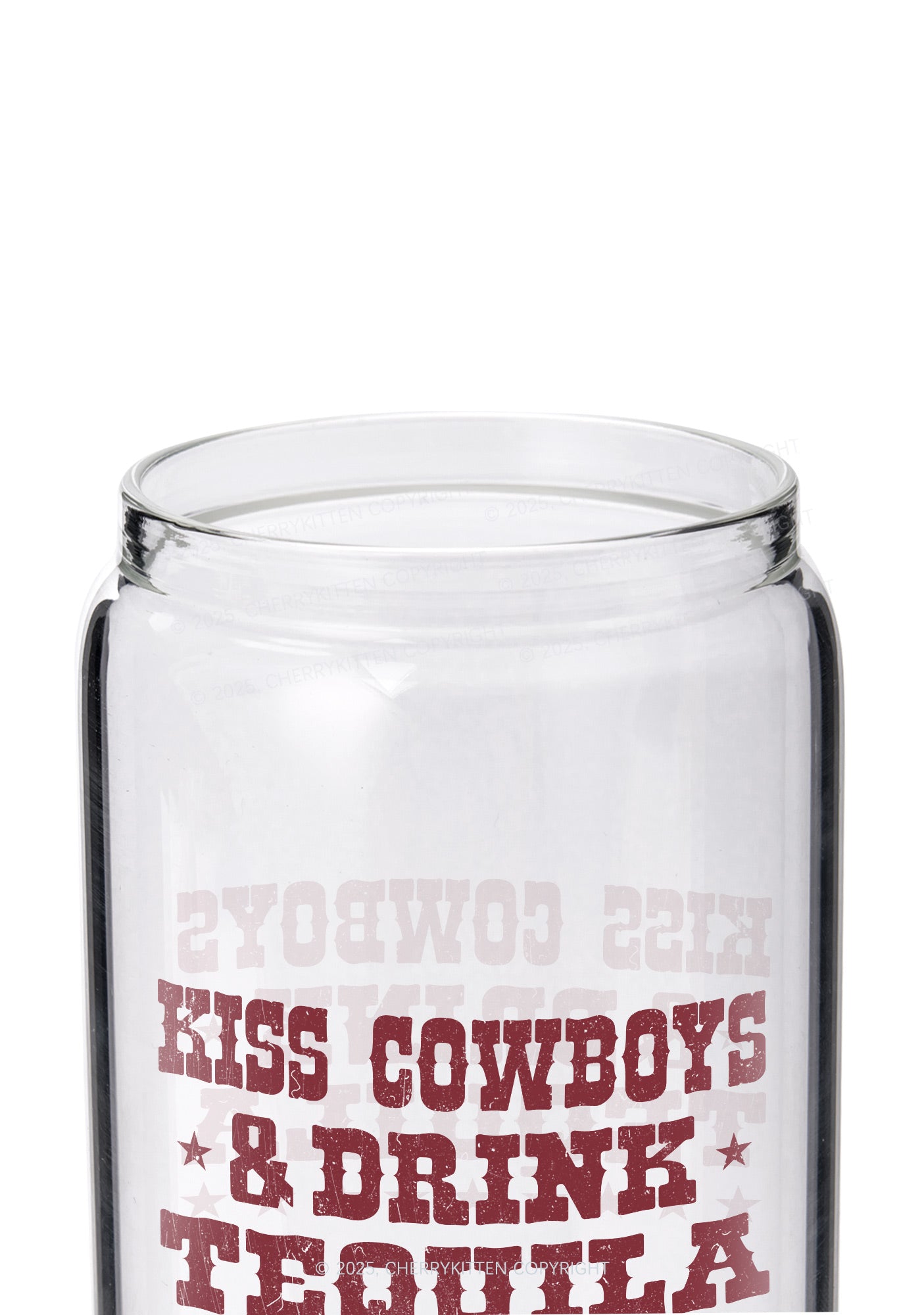Kiss Cowboys Y2K Printed Glass Cup Cherrykitten