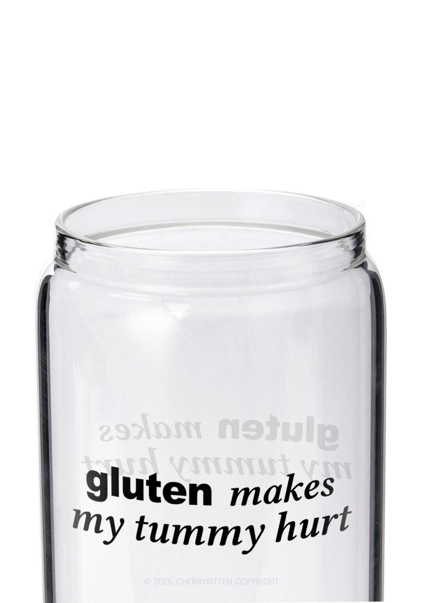 Gluten Makes Tummy Hurt Y2K Printed Glass Cup Cherrykitten