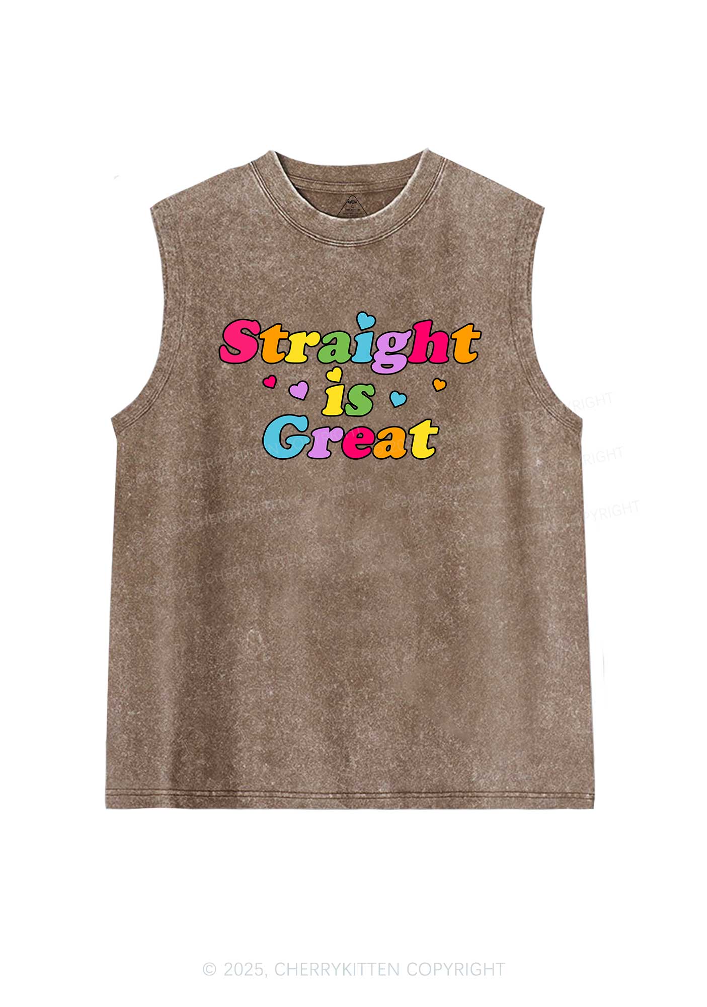 Straight Is Great Pride Y2K Washed Muscle Tank Cherrykitten