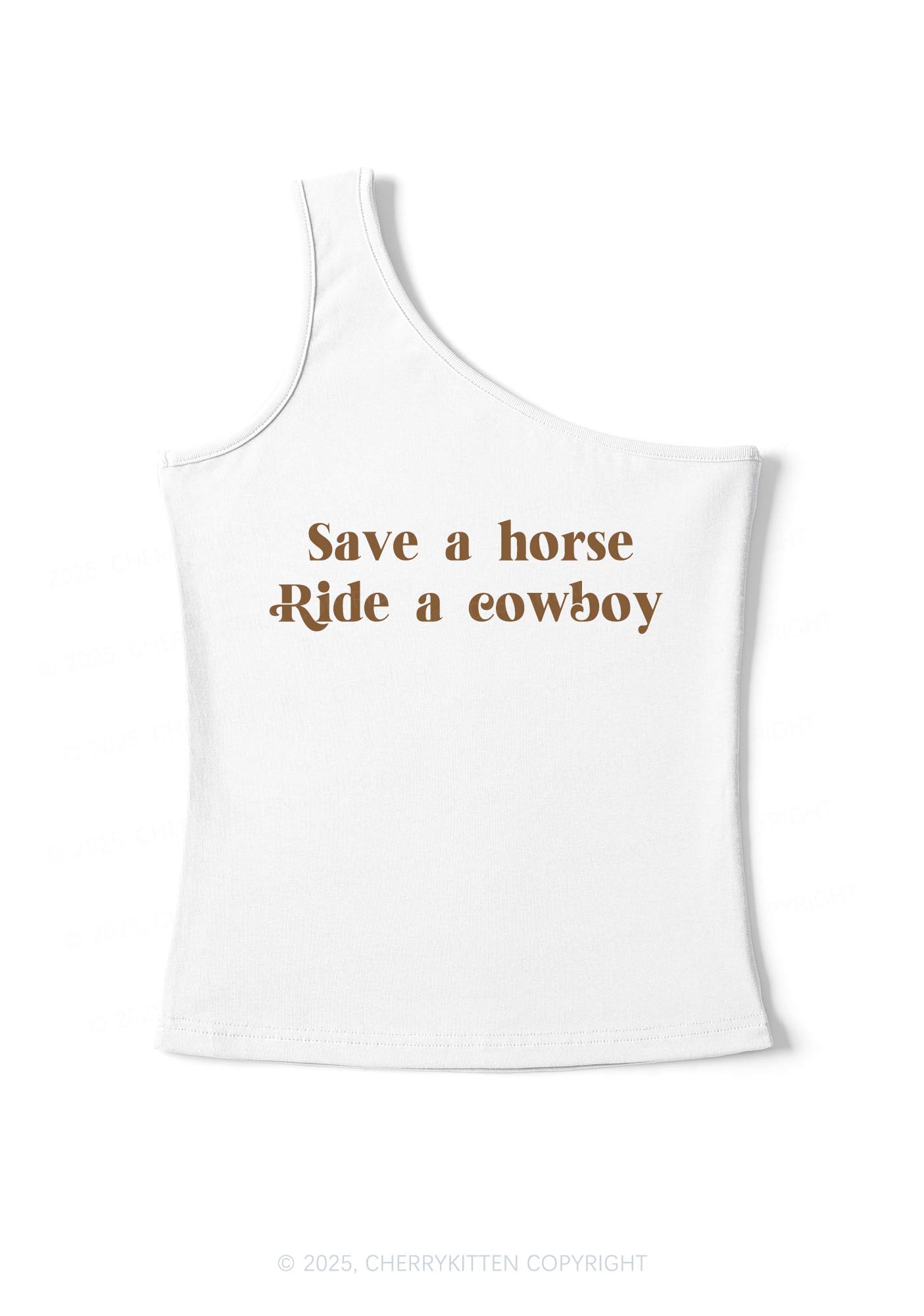 Save A Horse Ride A Cowboy Y2K One Shoulder Tank Top Cherrykitten