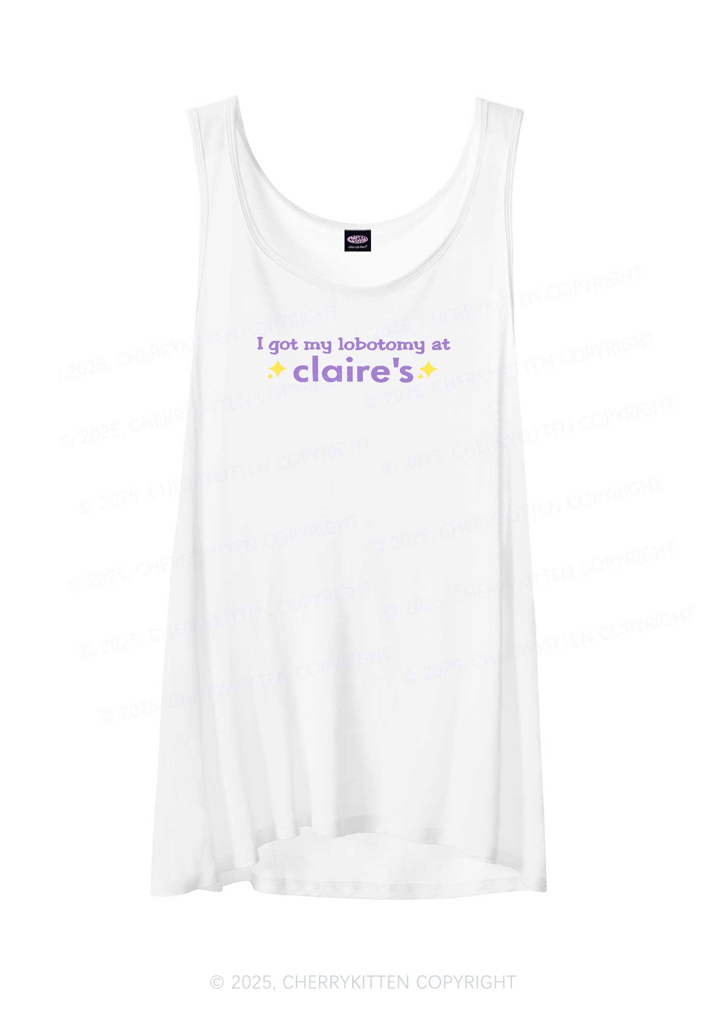 I Got My Lobotomy At Claire's Y2K Sheer Boyfriend Tank Cherrykitten