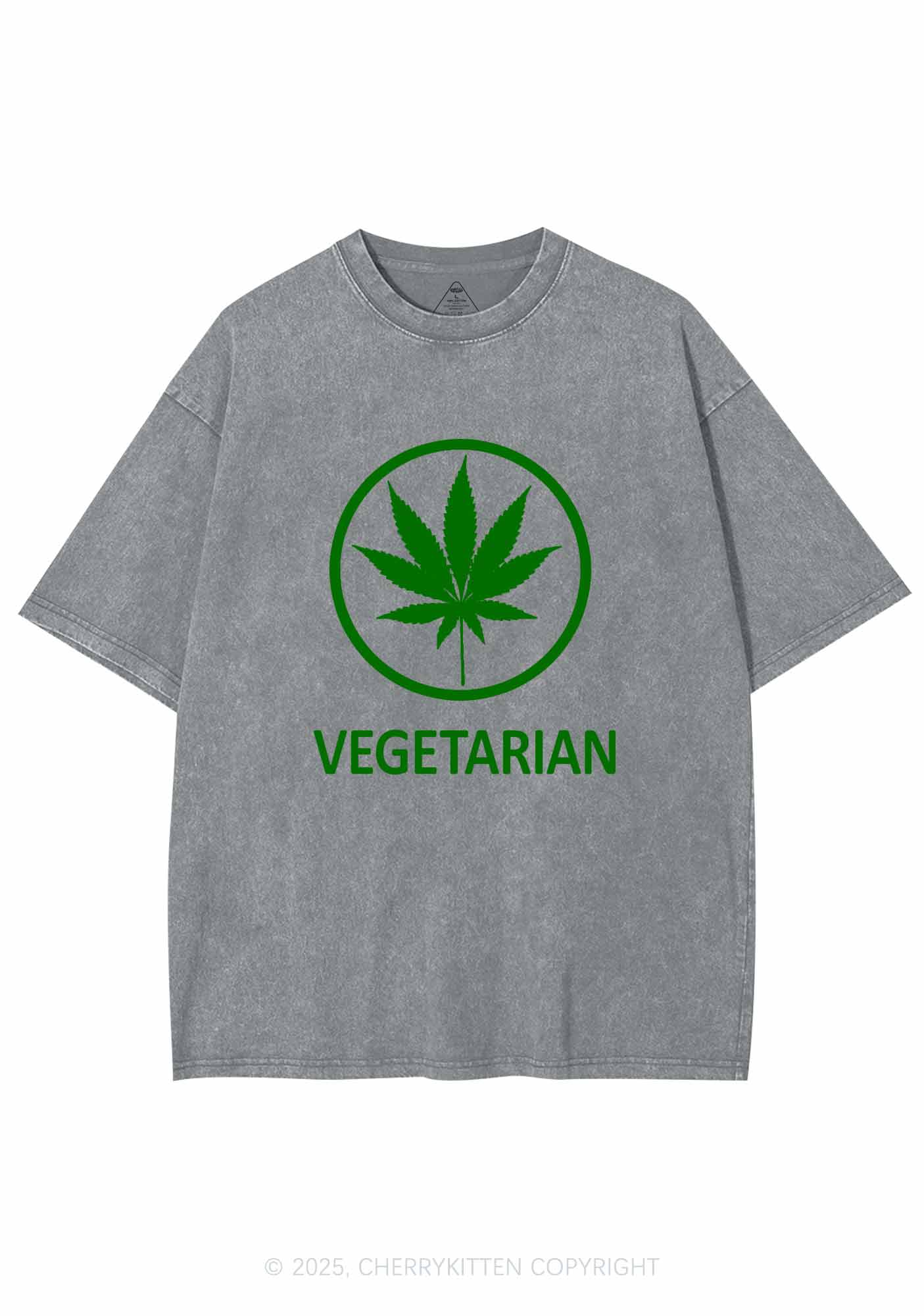Vegetarian Y2K Washed Tee Cherrykitten