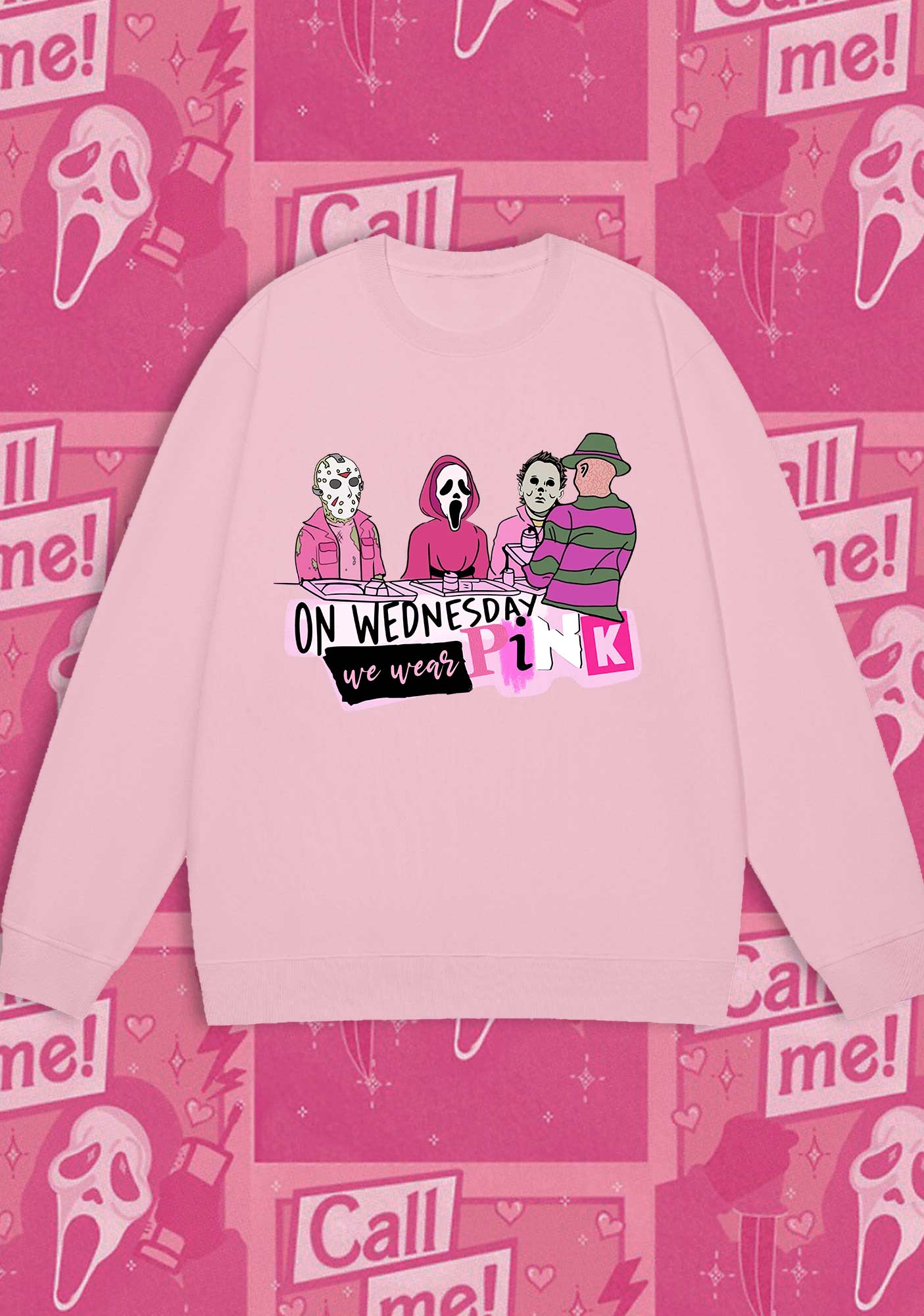 Halloween On Wednesday We Wear Pink Y2K Sweatshirt