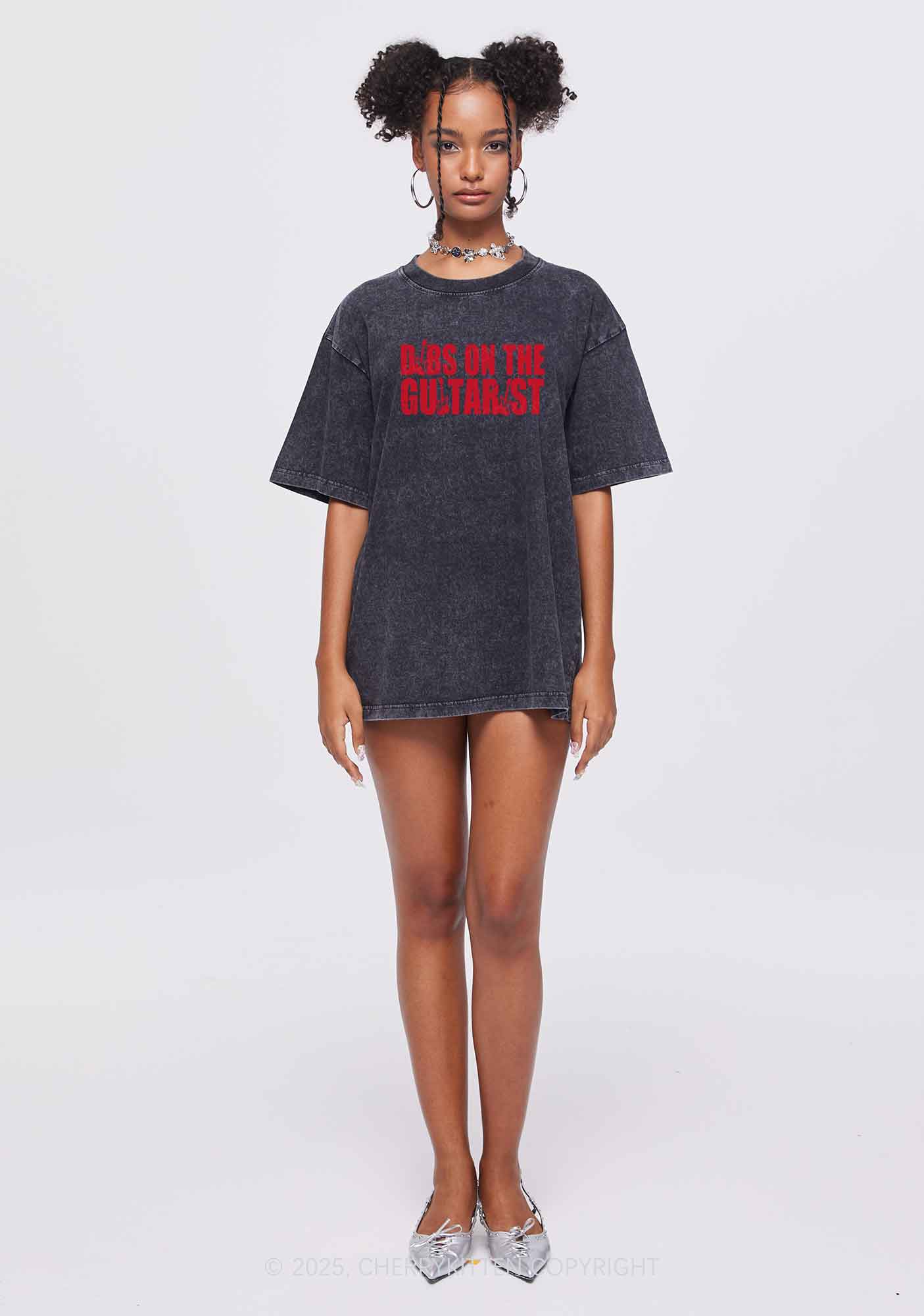 Dibs On The Guitarist Y2K Shirts Washed Tee Cherrykitten