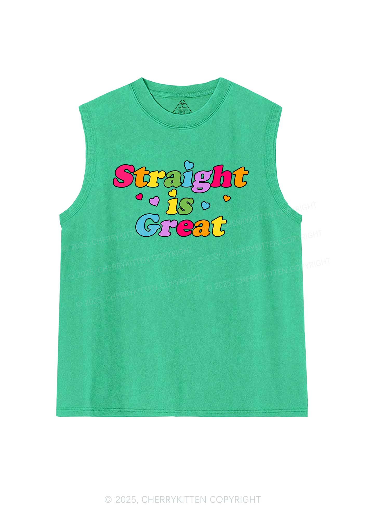 Straight Is Great Pride Y2K Washed Muscle Tank Cherrykitten