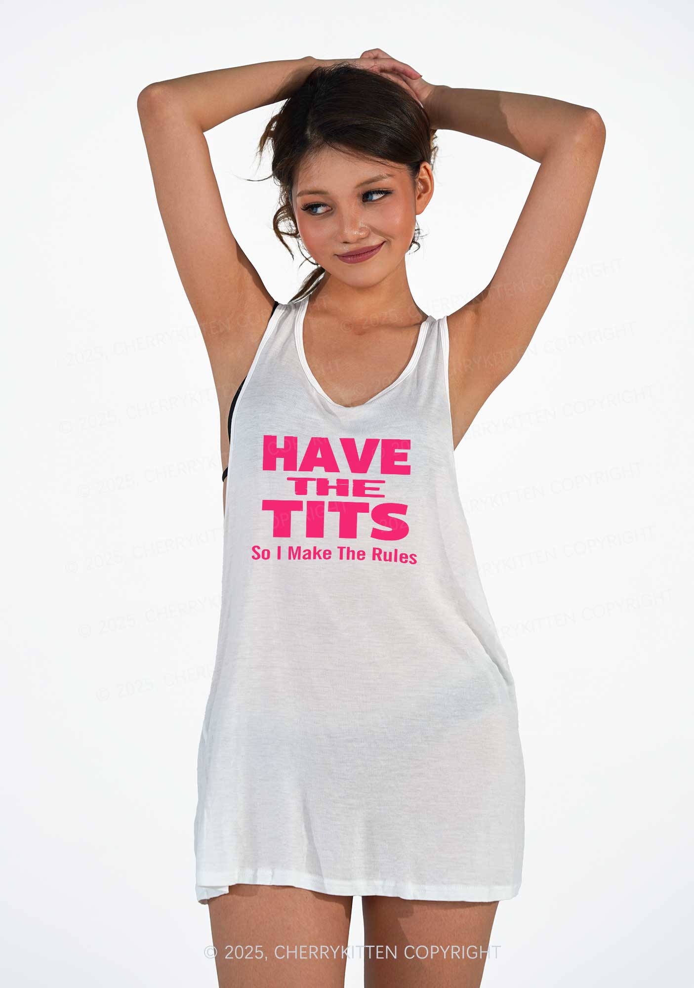 I Make Rules Y2K Sheer Boyfriend Tank Cherrykitten