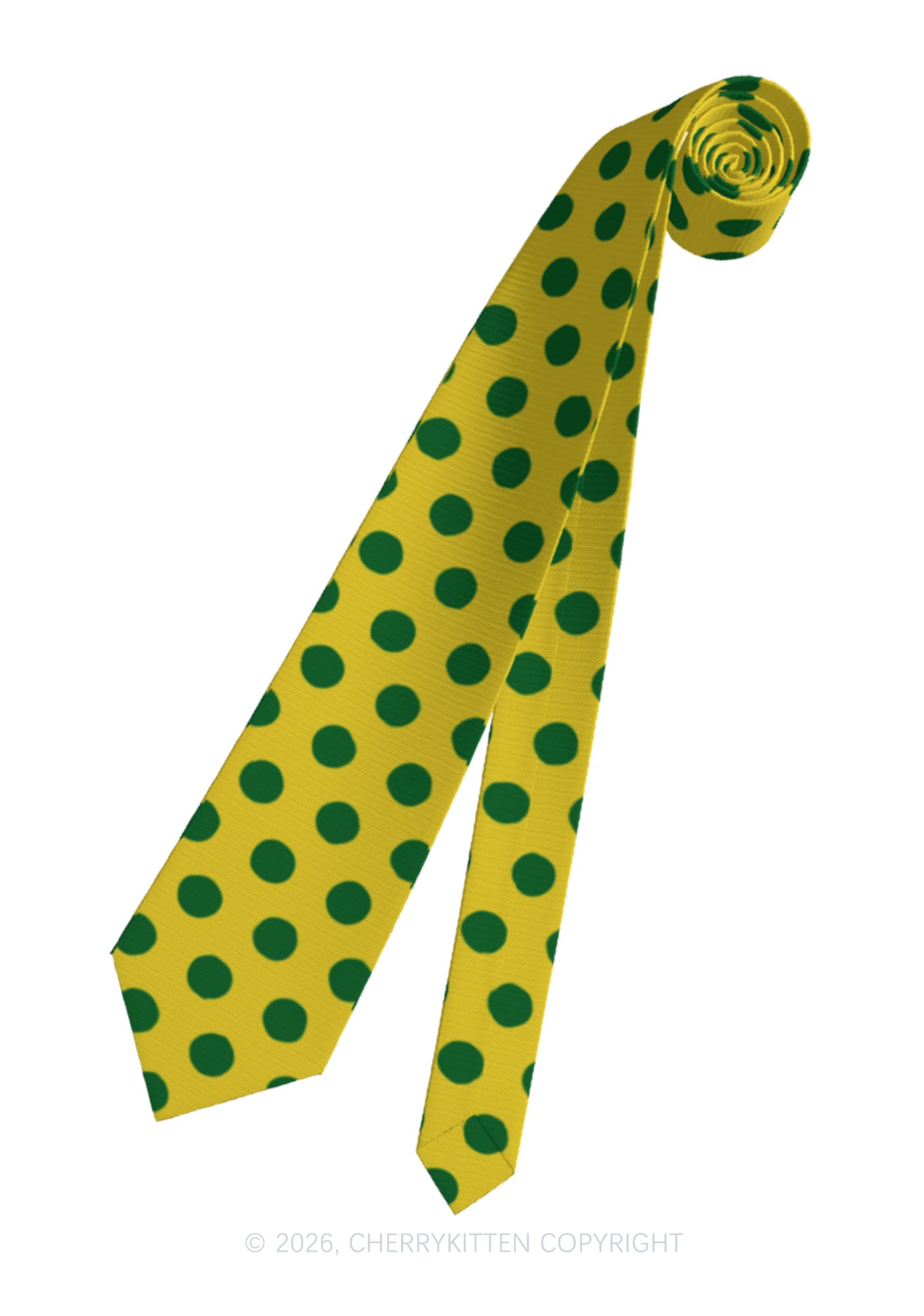 Green Dots On Yellow Y2K Necktie Cherrykitten