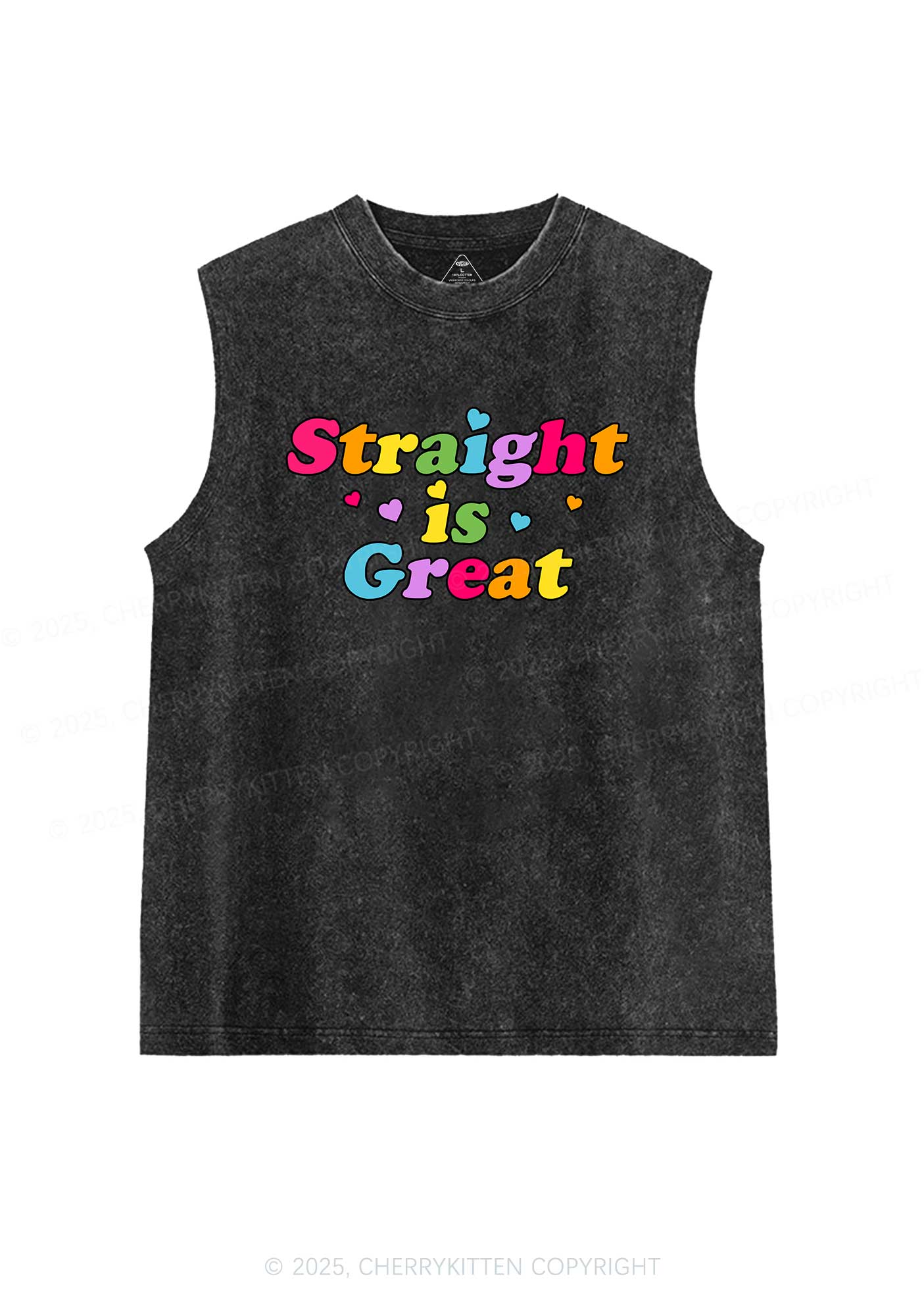 Straight Is Great Pride Y2K Washed Muscle Tank Cherrykitten