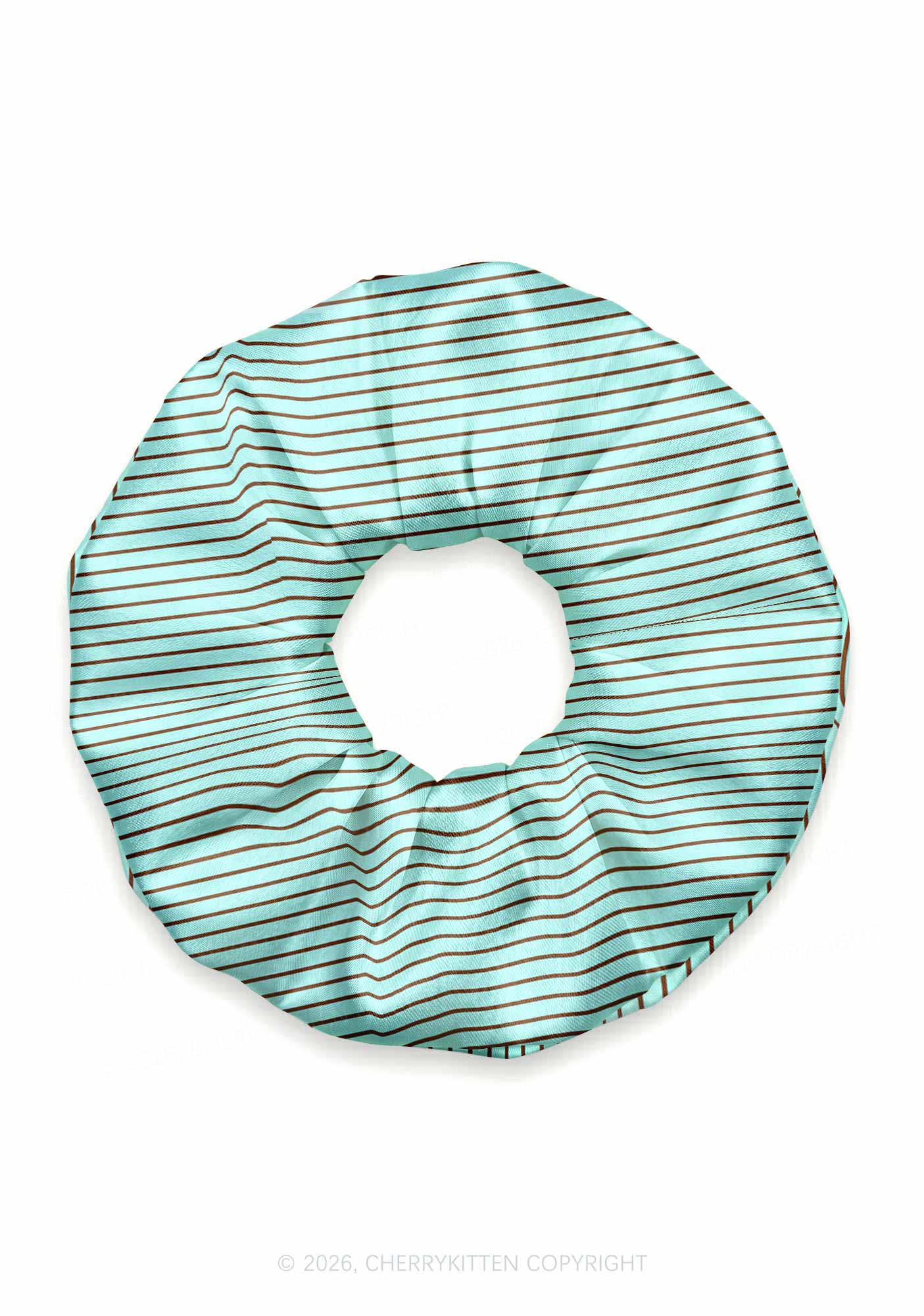 Mint Brown Stripes Y2K Hair Scrunchie Cherrykitten