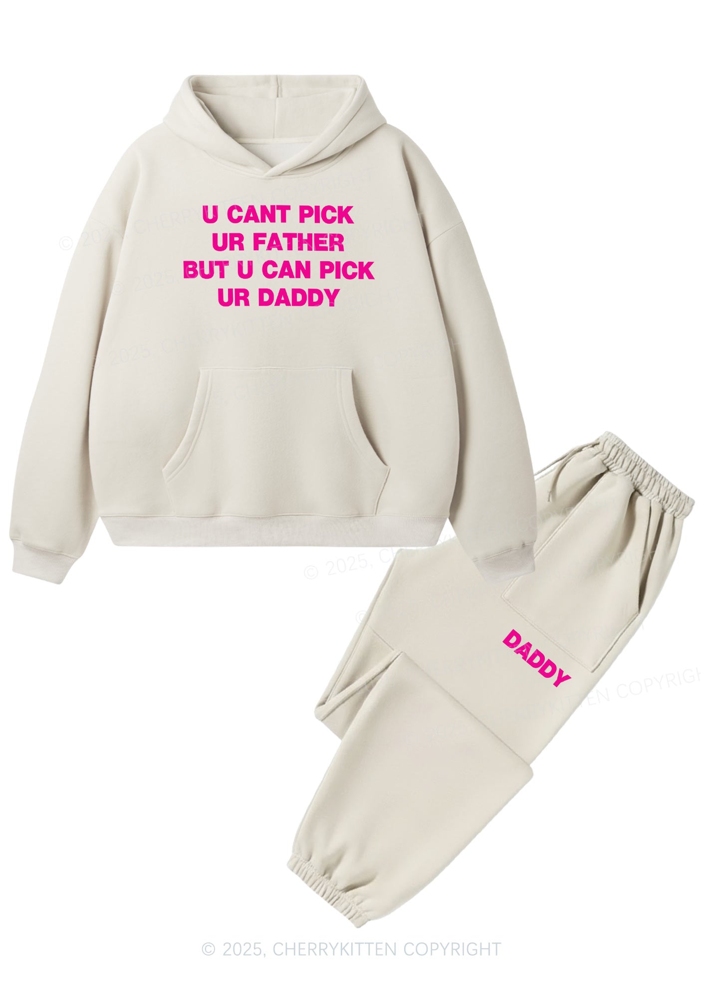 U Can Pick Ur Daddy Y2K Fleece Hoodie Set Cherrykitten
