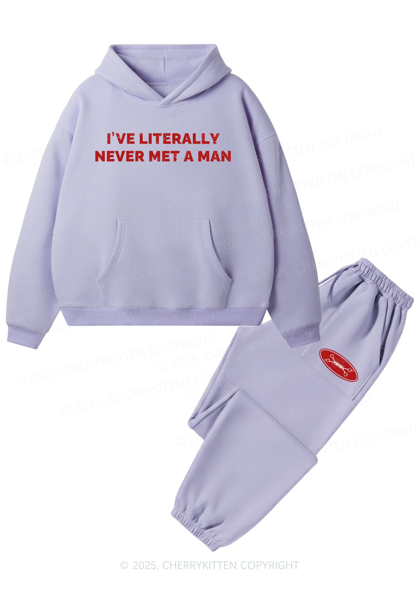 Never Met A Man Pride Y2K Fleece Hoodie Set Cherrykitten