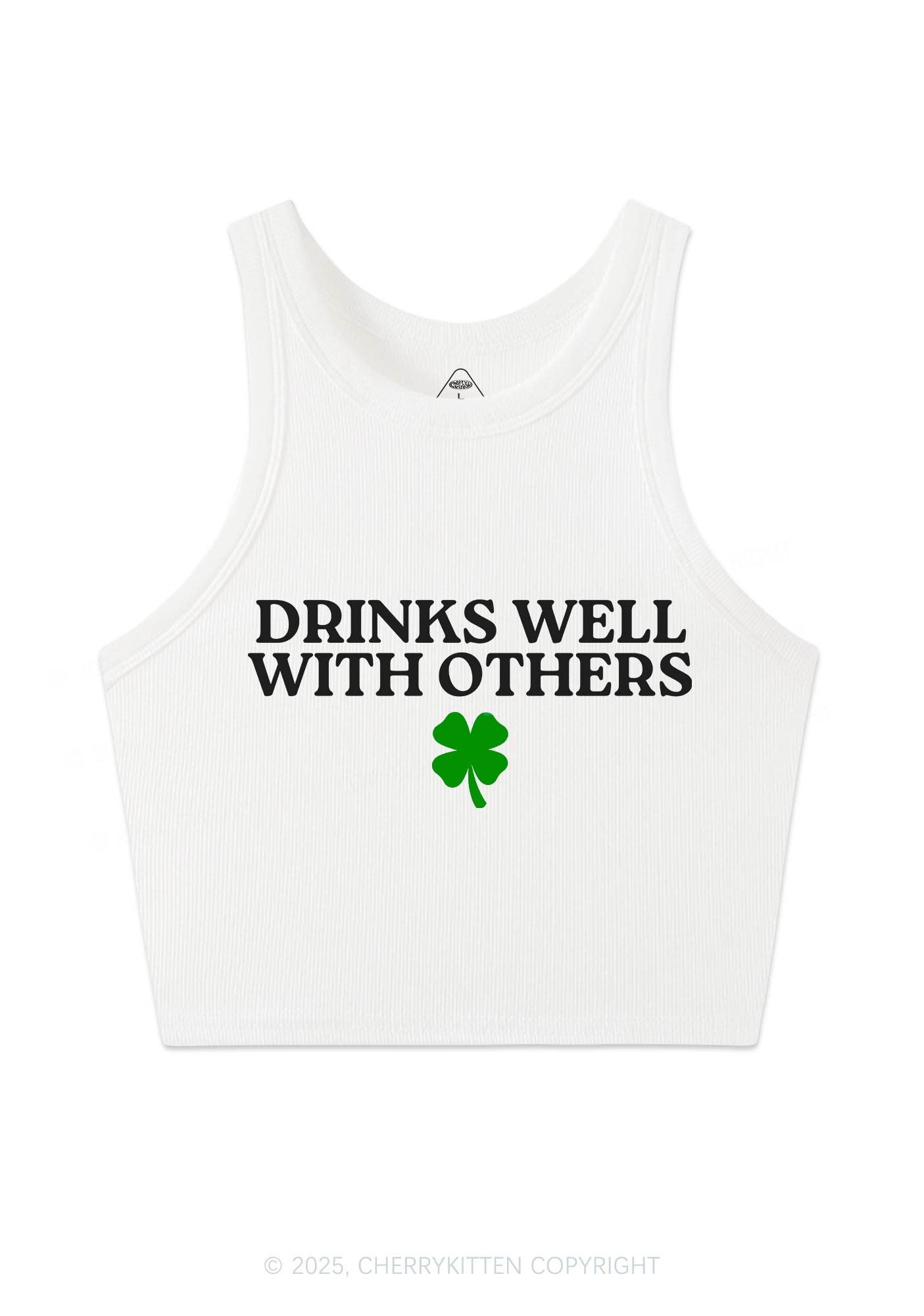Drinks Well With Others St Patricks Y2K Crop Tank Top Cherrykitten