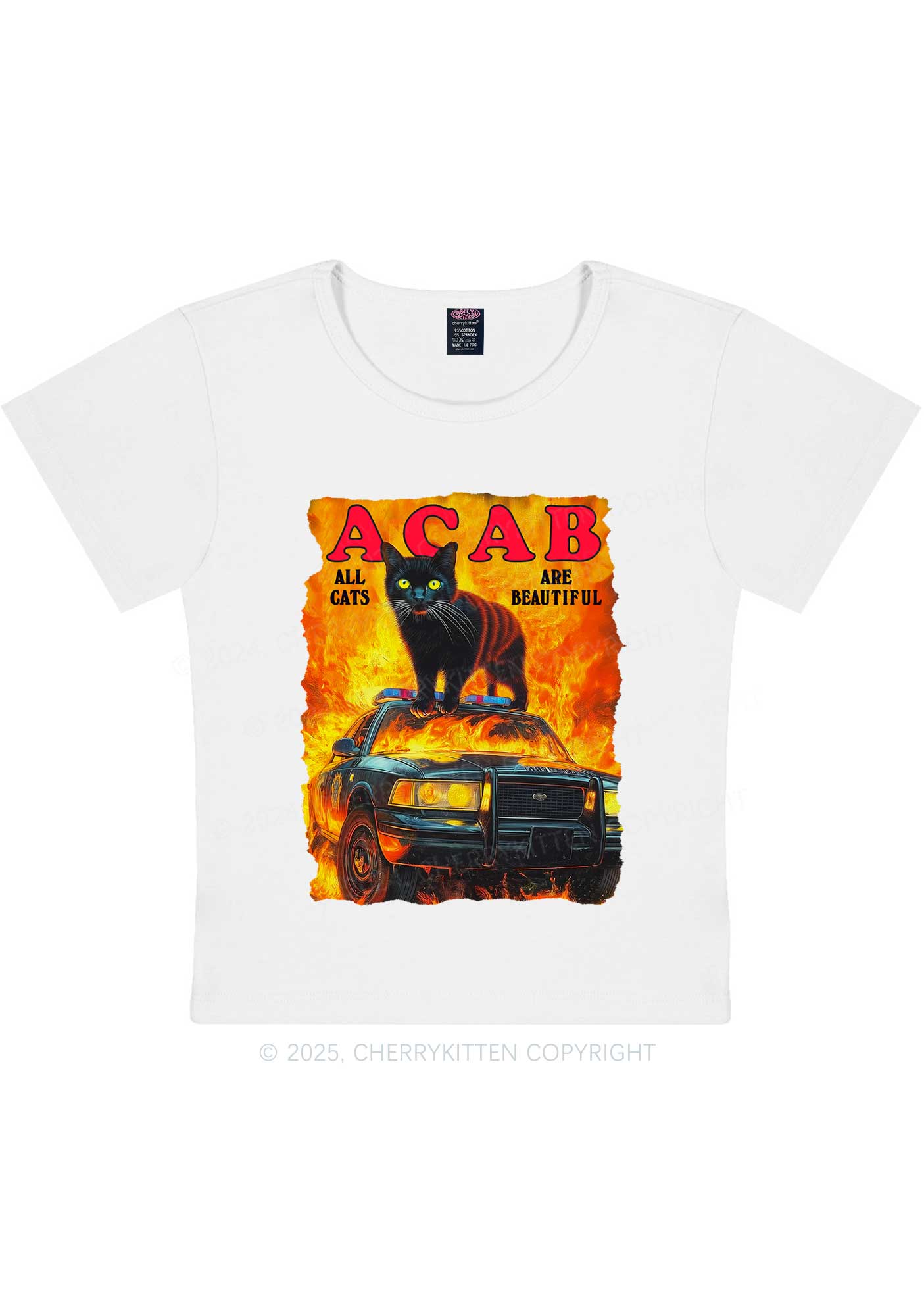 ACAB Beautiful Cats Y2K Baby Tee Cherrykitten