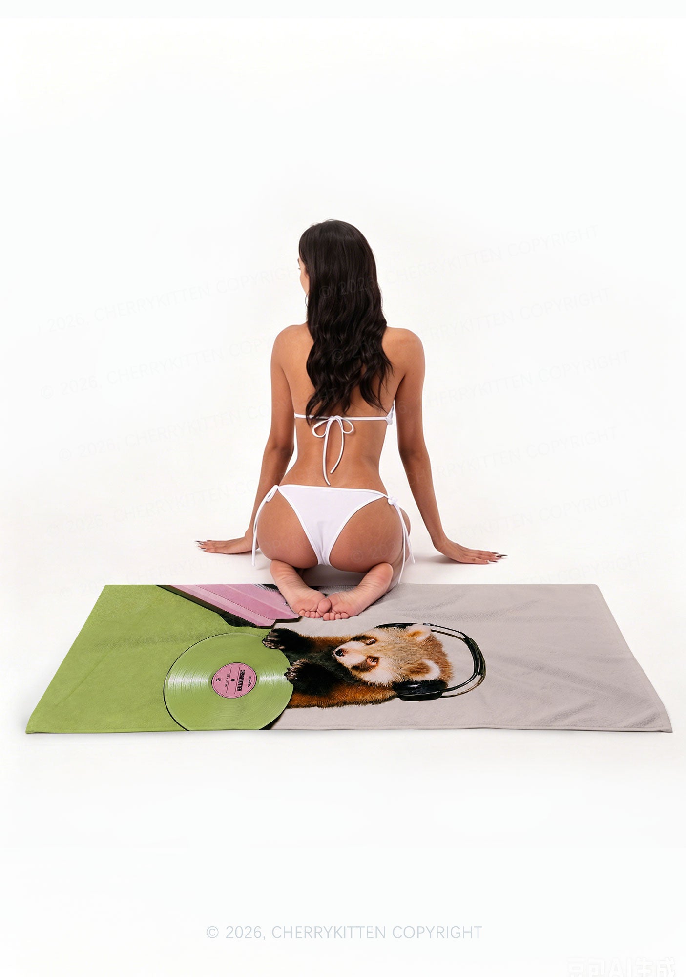 Red Panda DJ Y2K Beach Towel Cherrykitten
