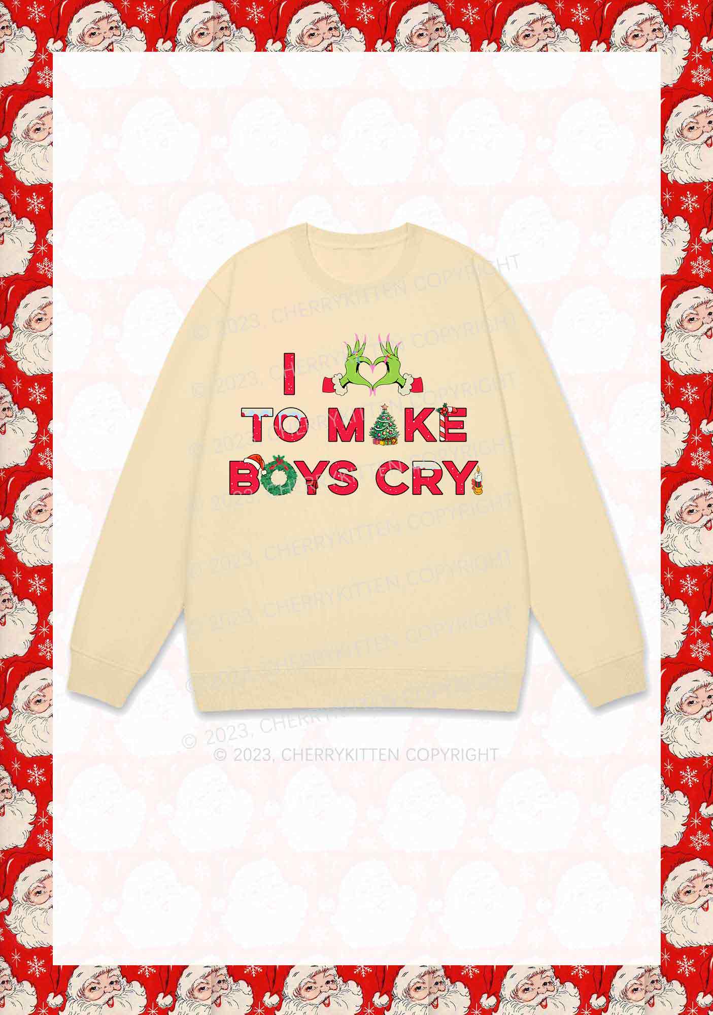 Love To Make Boys Cry Christmas Y2K Sweatshirt Cherrykitten