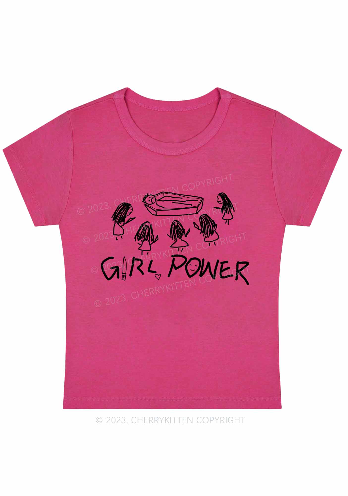 Girls Power Y2K Baby Tee Cherrykitten