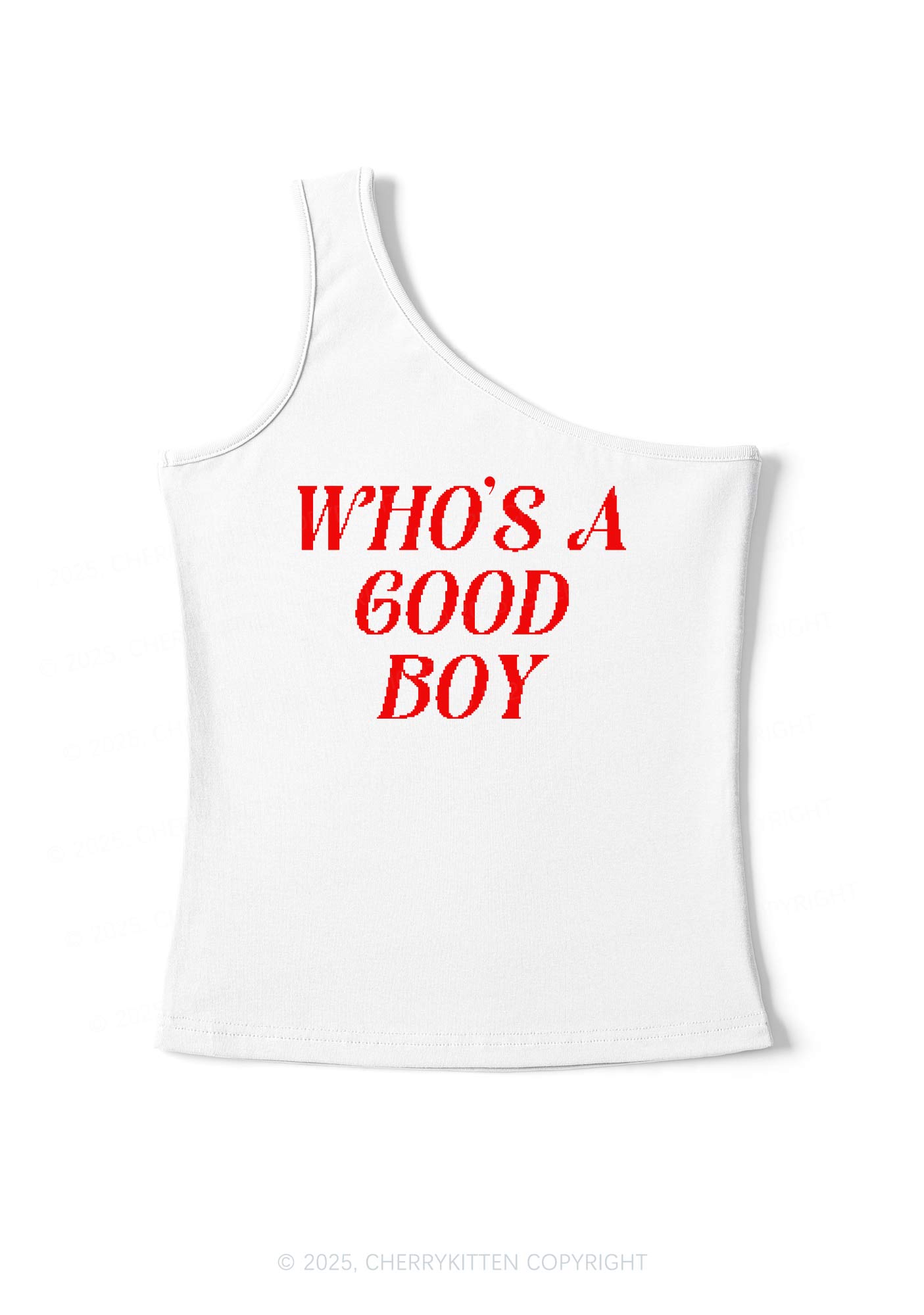 Whos A Good Boy Y2K One Shoulder Tank Top Cherrykitten