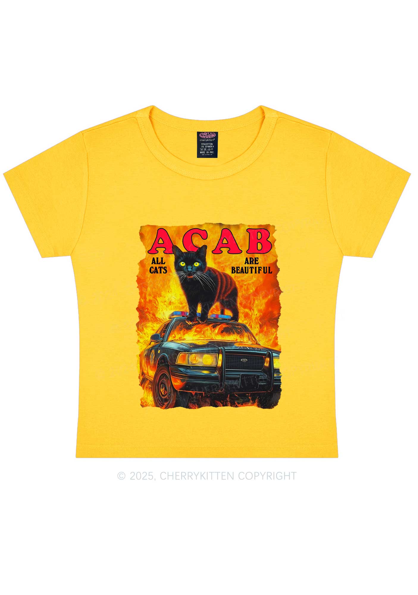 ACAB Beautiful Cats Y2K Baby Tee Cherrykitten