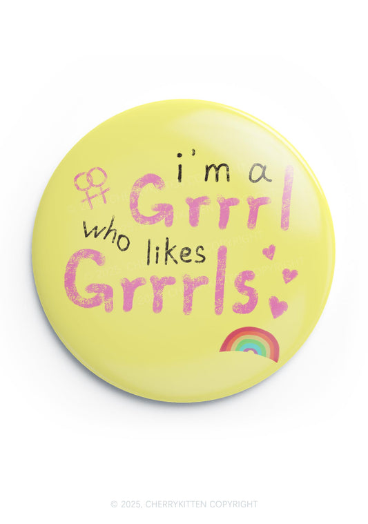 Grrrl Likes Grrrls Pride 1Pc Y2K Pin Badge Cherrykitten