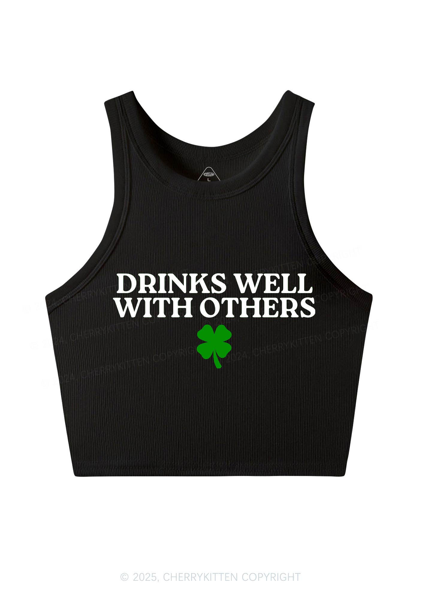 Drinks Well With Others St Patricks Y2K Crop Tank Top Cherrykitten