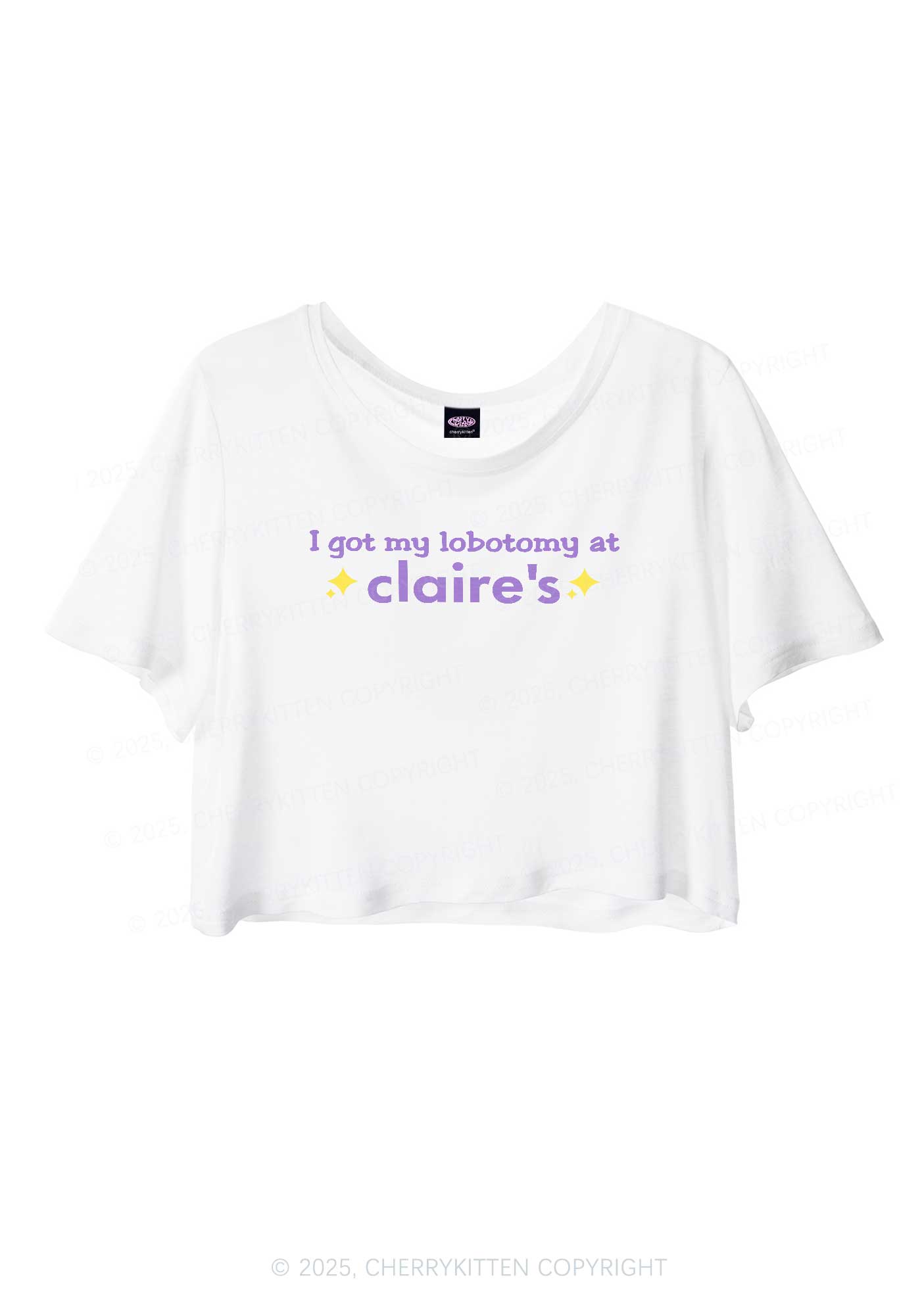 I Got My Lobotomy At Claire's Y2K Sheer Crop Tee Cherrykitten
