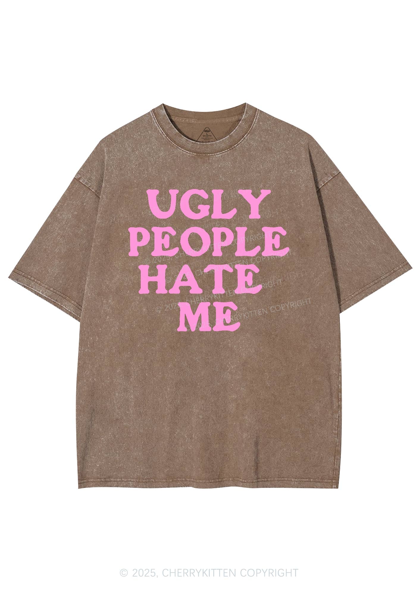 Ugly People Hate Me Y2K Shirts Washed Tee Cherrykitten