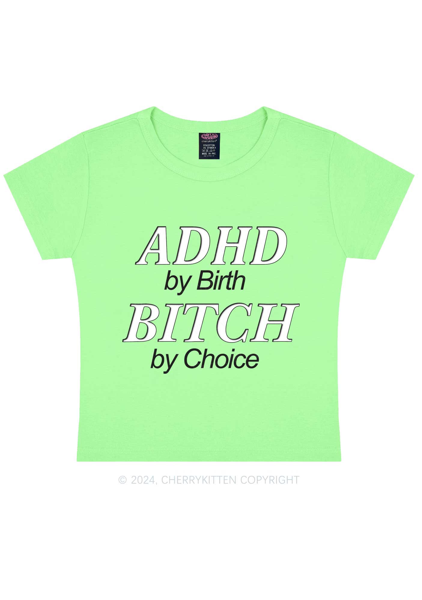 ADHD Bxxch Y2K Baby Tee Cherrykitten
