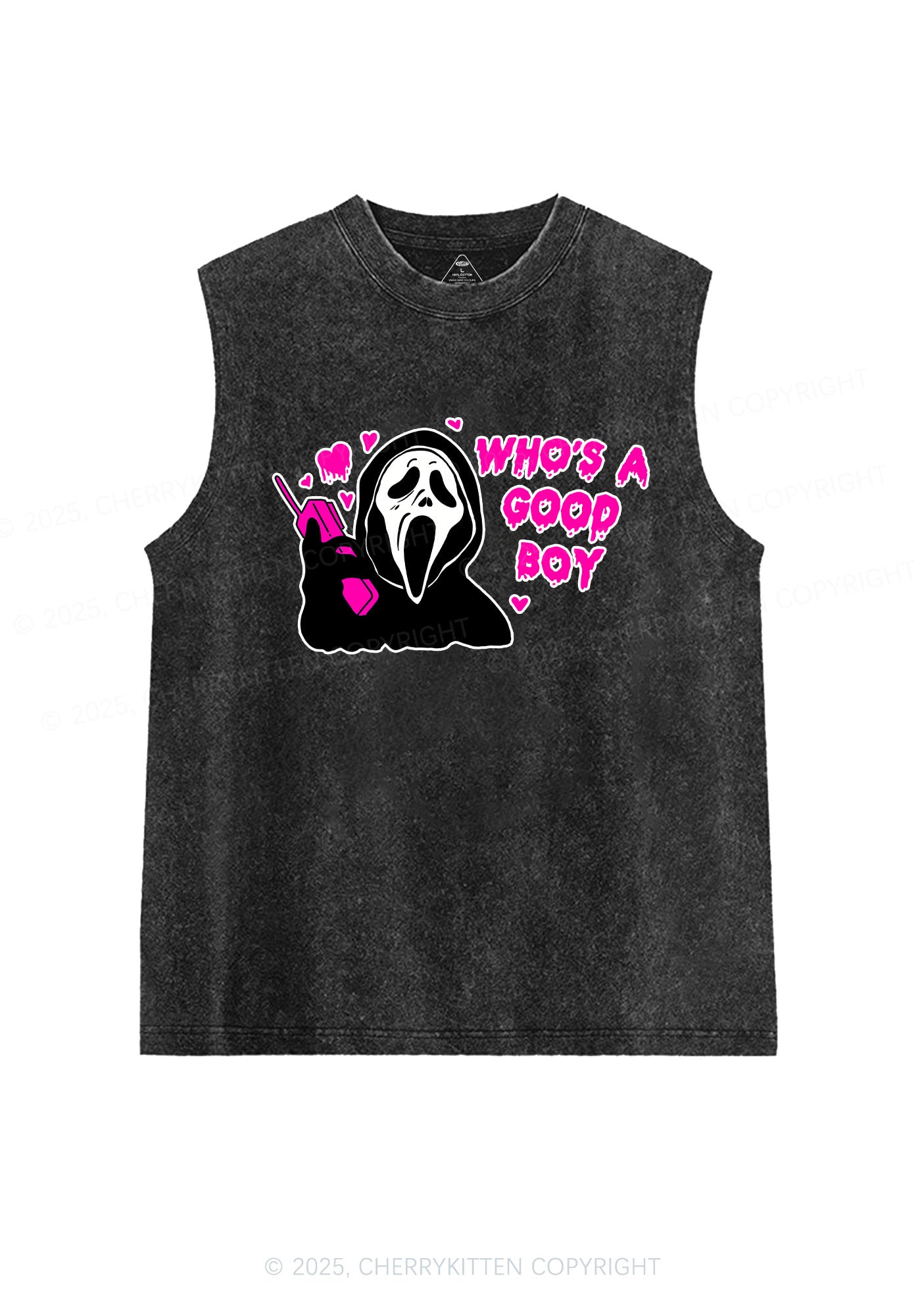 Halloween Whos Good Boy Y2K Washed Muscle Tank Cherrykitten