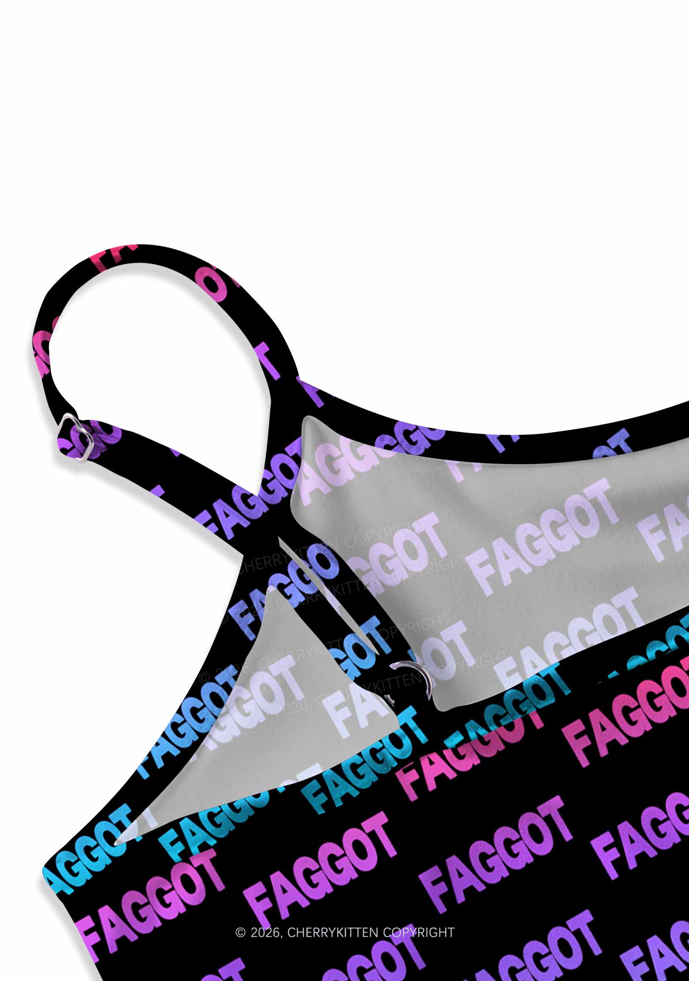 Neon Rainbow Faggot Pride Y2K Print Cami Crop Top Cherrykitten