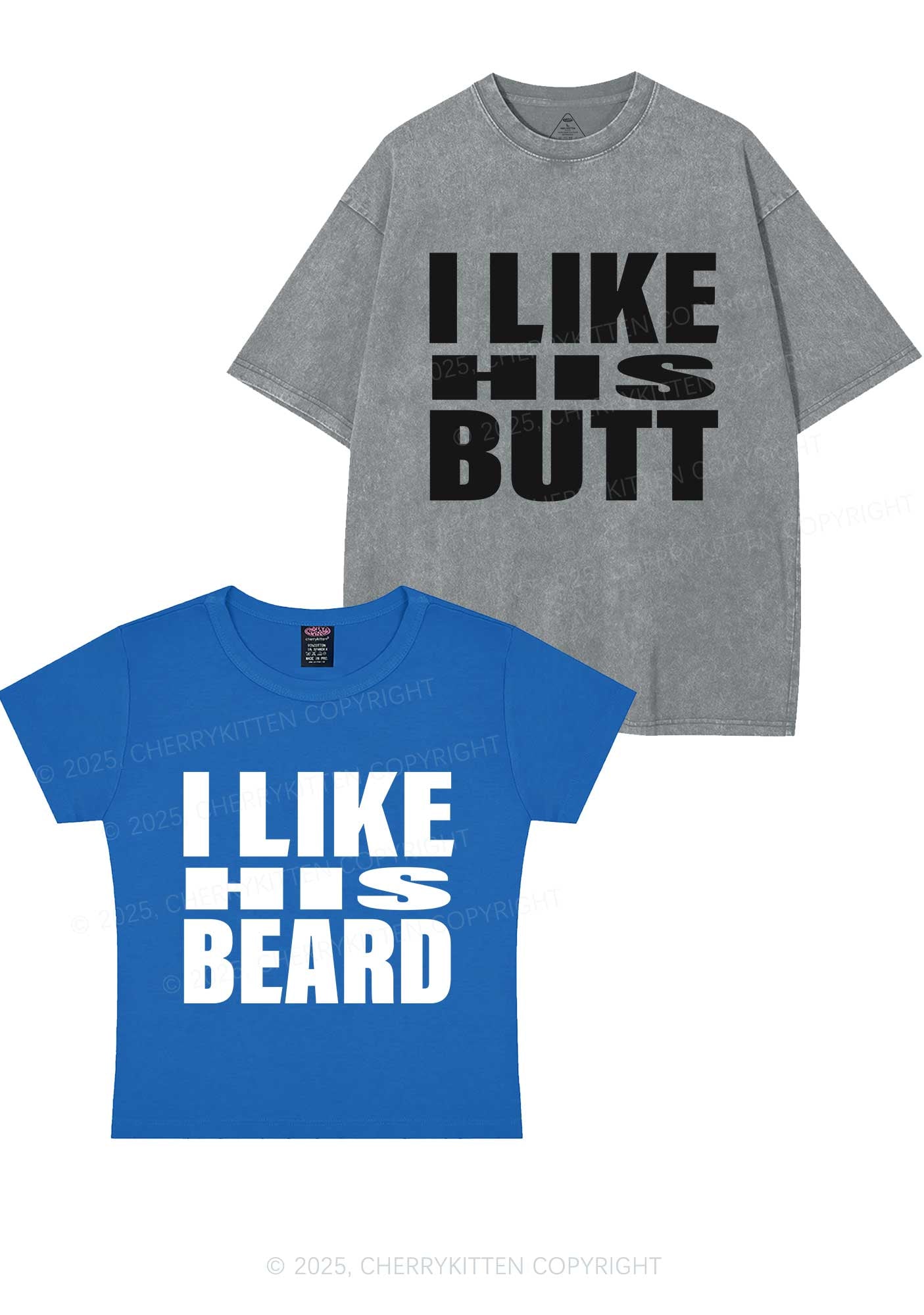 I Like His Beard Y2K Valentine's Day Couple Shirt Cherrykitten