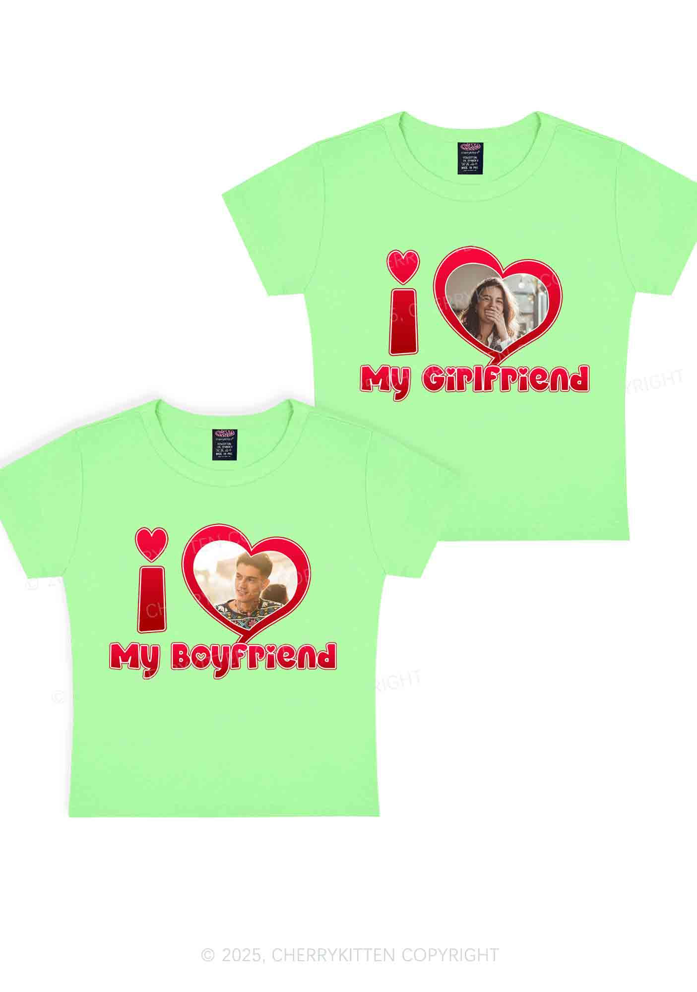 Custom BF GF Red Heart Y2K Valentine's Day Baby Tee Cherrykitten