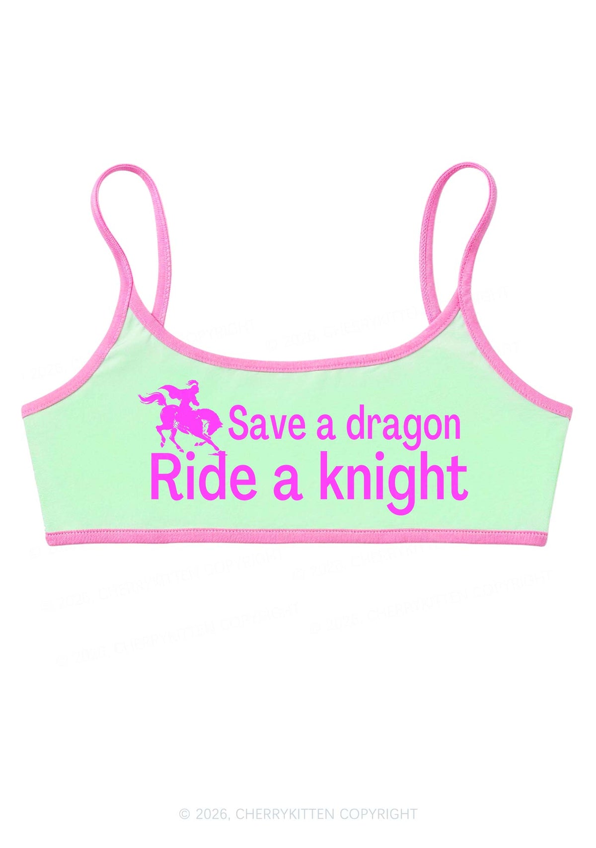 Save Dragon Ride Knight Y2K Super Crop Cami Cherrykitten