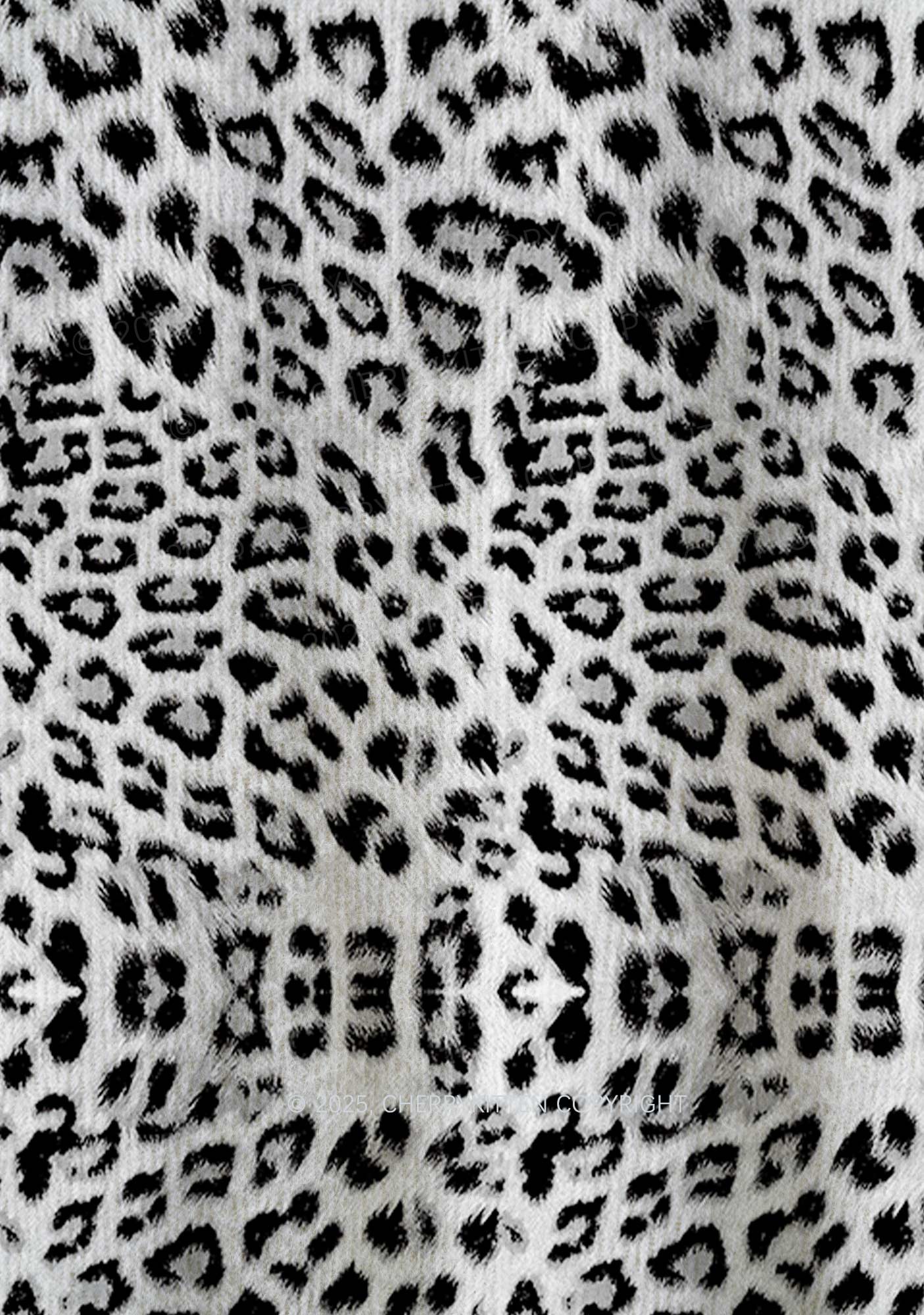 Black Leopard Y2K Christmas Knit Sweatshirt Cherrykitten