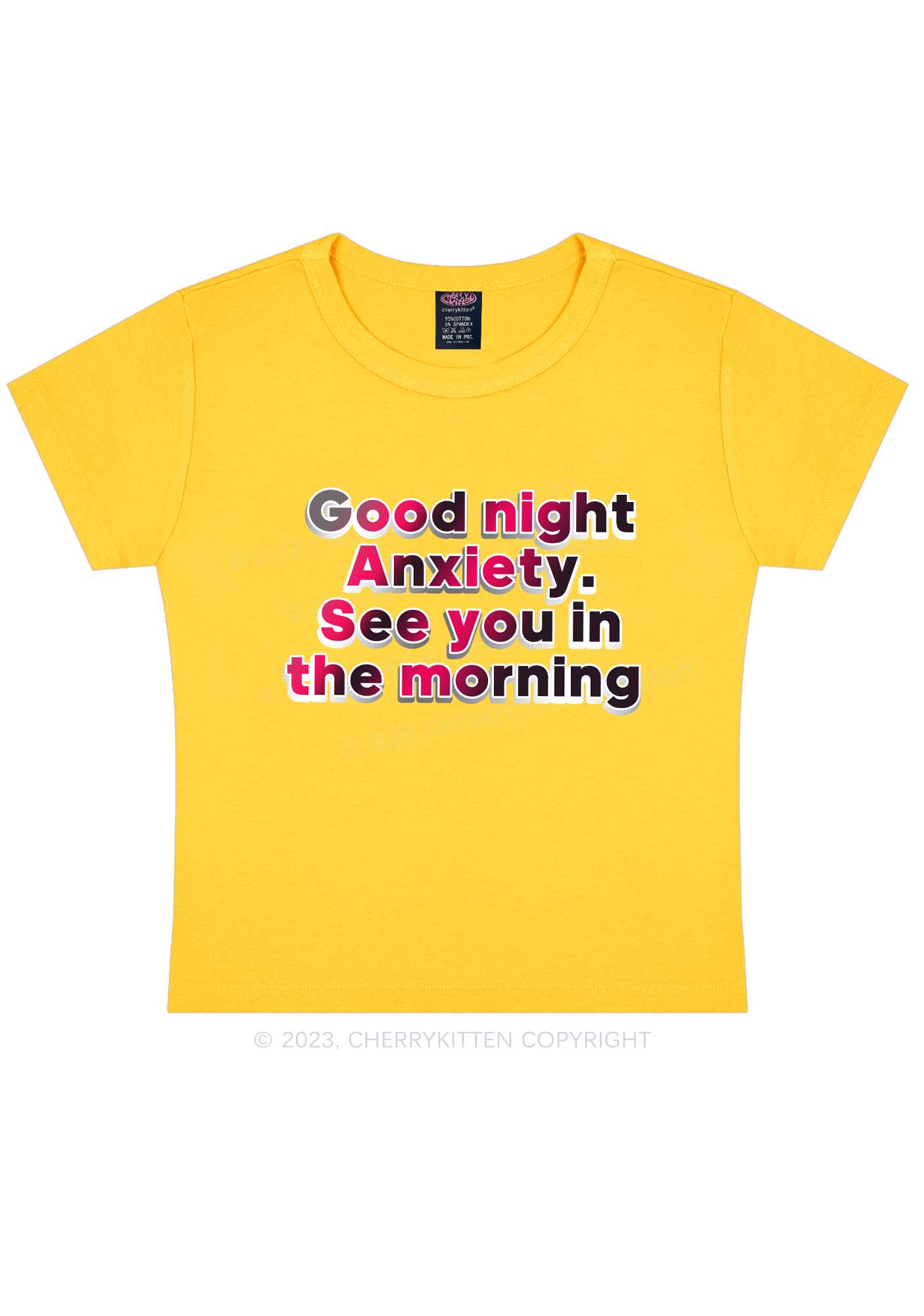 Good Night Anxiety Y2K Baby Tee Cherrykitten