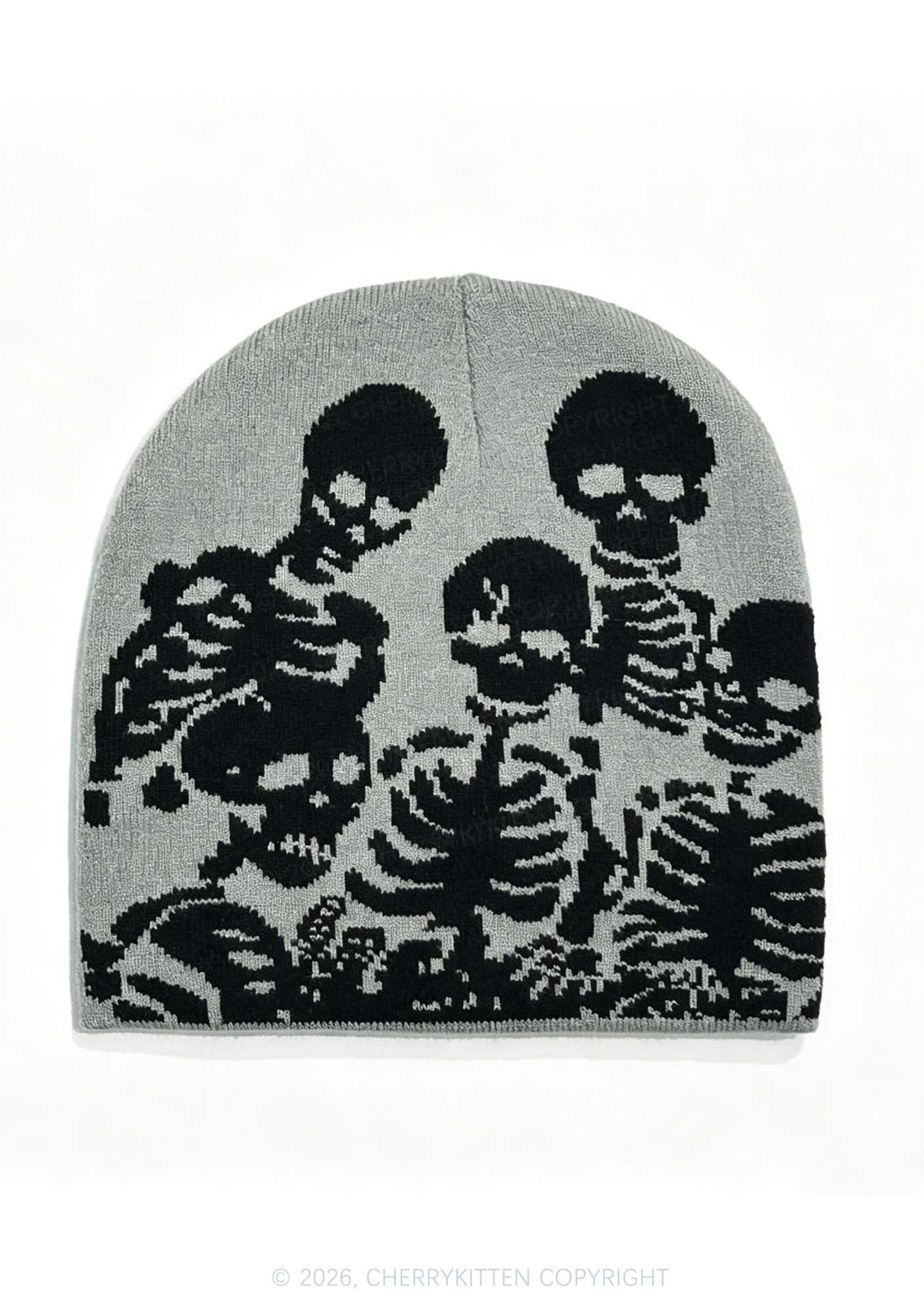 Retro Skull Y2K Knitted Hat Cherrykitten