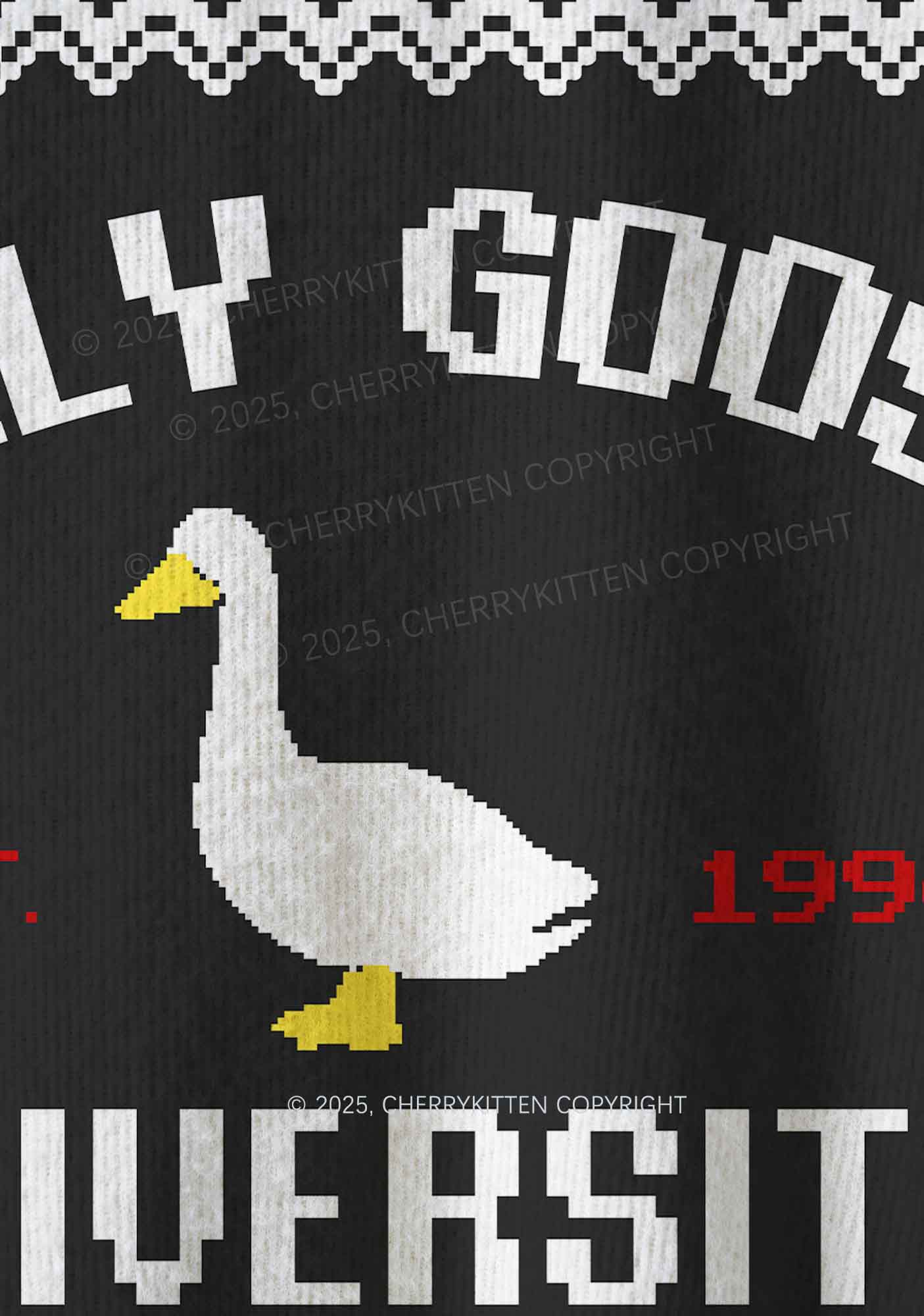 Silly Goose University Y2K Christmas Knit Sweatshirt Cherrykitten