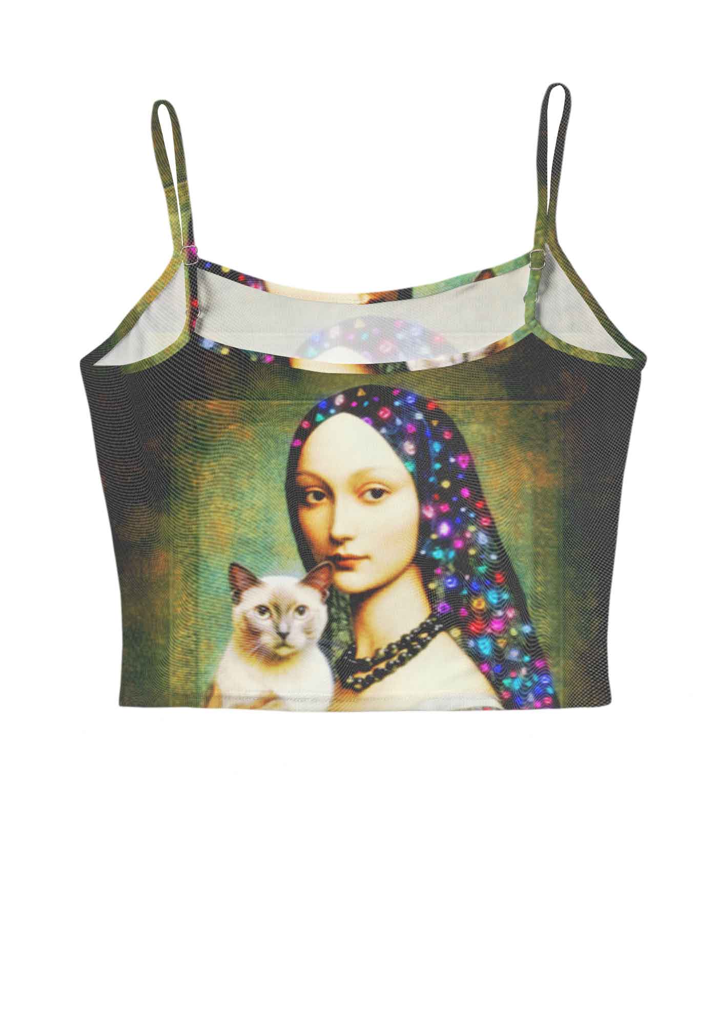 Renaissance Lady With Cat Y2K Mesh Cami Tank Cherrykitten