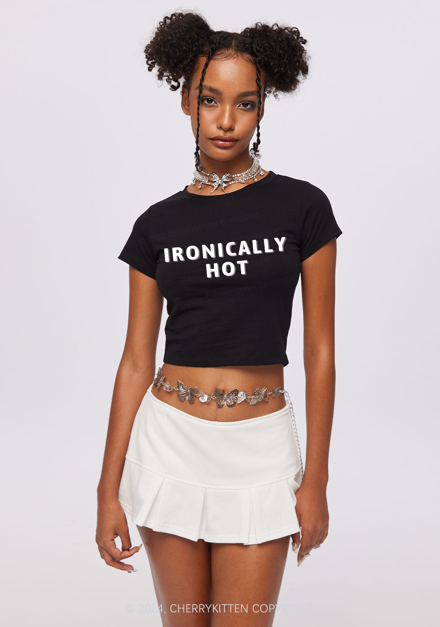 Ironically Hot Y2k Baby Tee