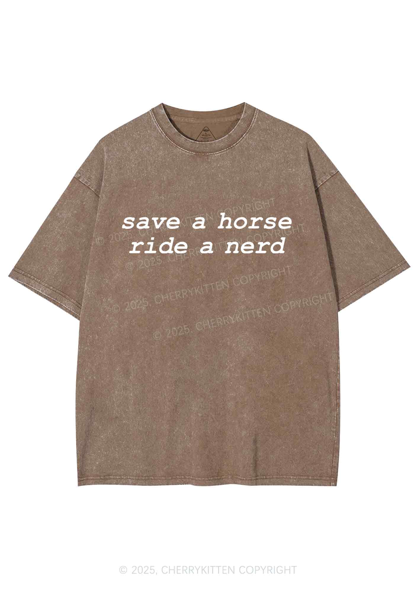 Save Horse Ride Nerd Y2K Shirts Washed Tee Cherrykitten