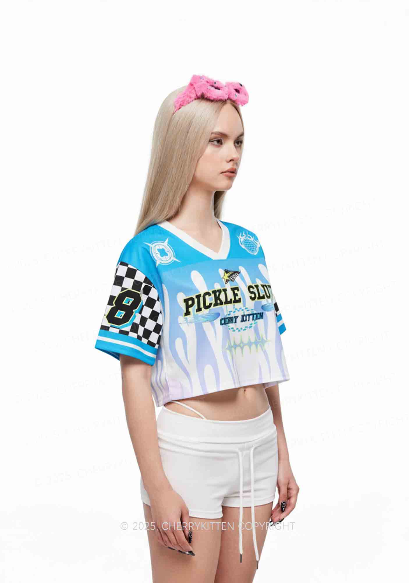 Custom Blue Pickle Slxt Y2K Crop Sport Jersey Shirts Cherrykitten