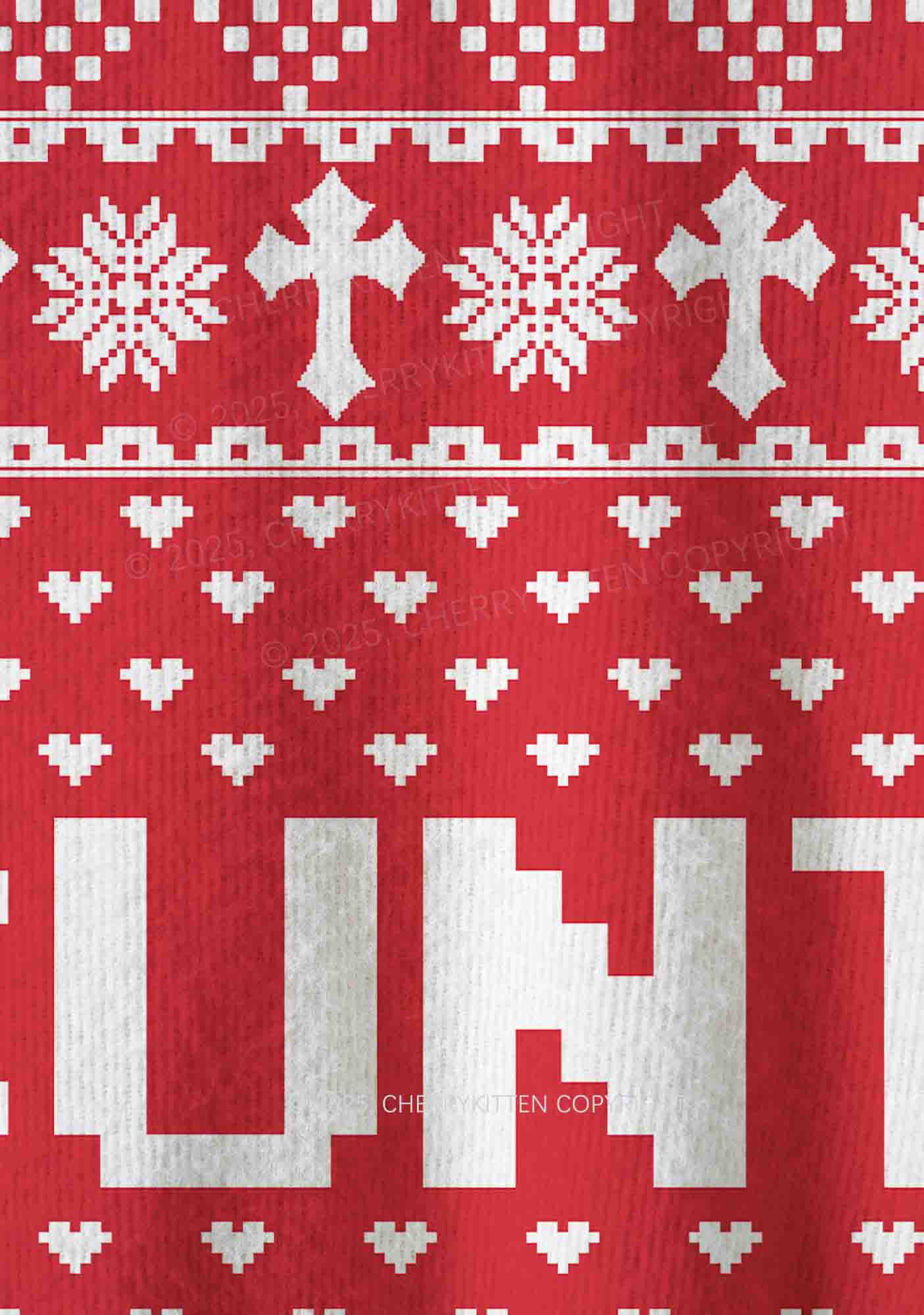 Red Cxxt Y2K Christmas Knit Sweatshirt Cherrykitten