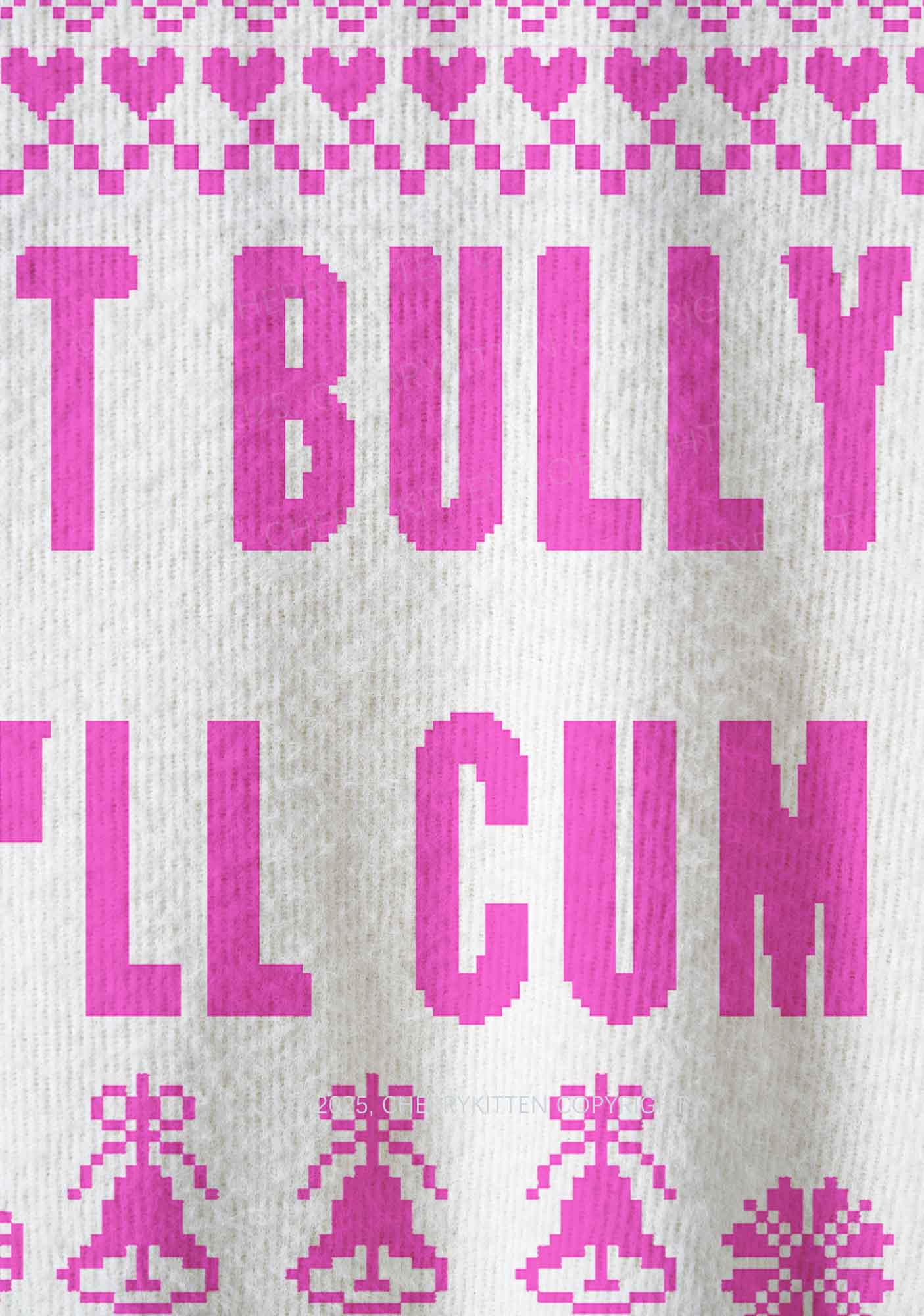 Pink Dont Bully Me Y2K Christmas Knit Sweatshirt Cherrykitten