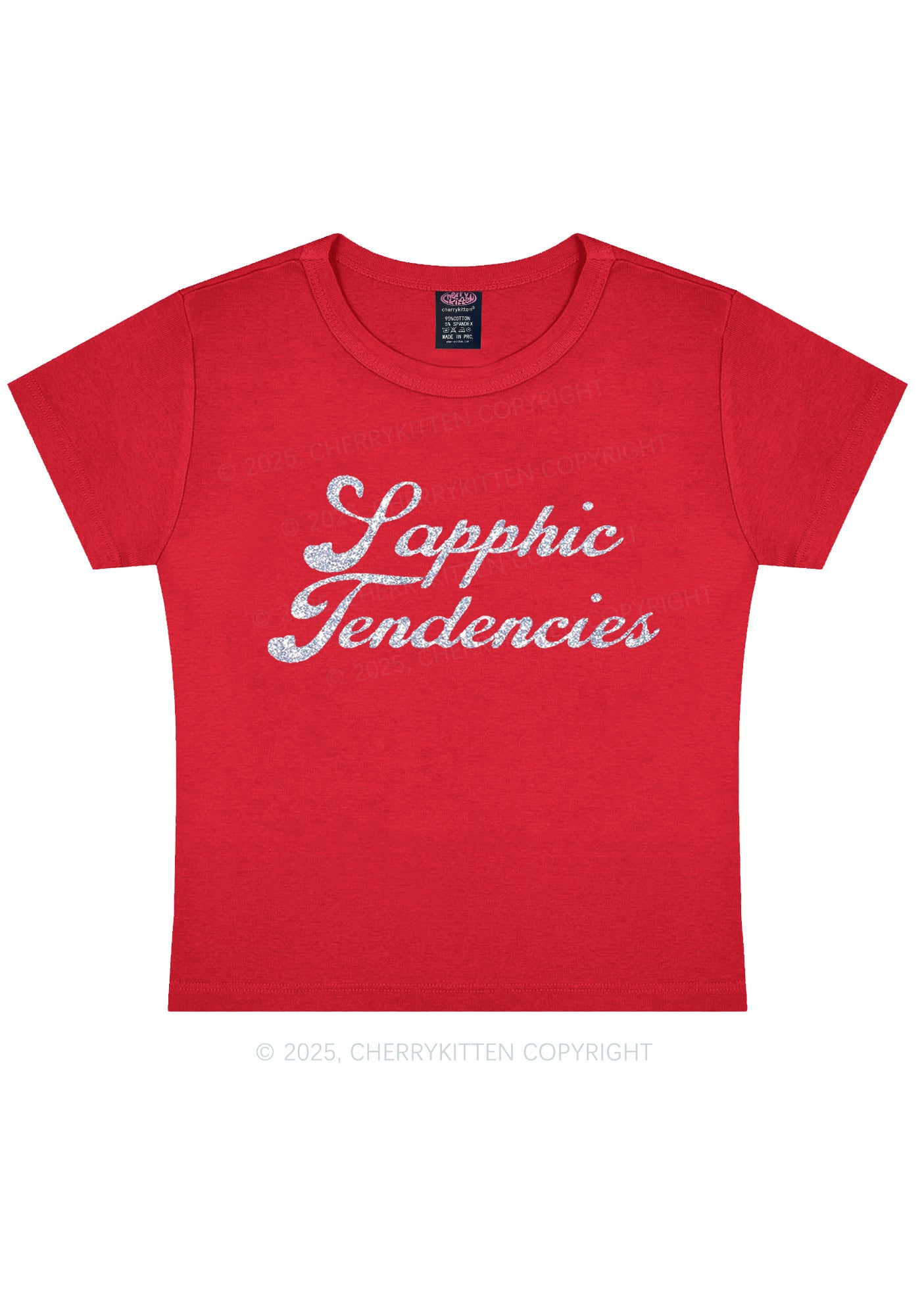 Glitter Sapphic Tendencies Pride Y2K Baby Tee Cherrykitten
