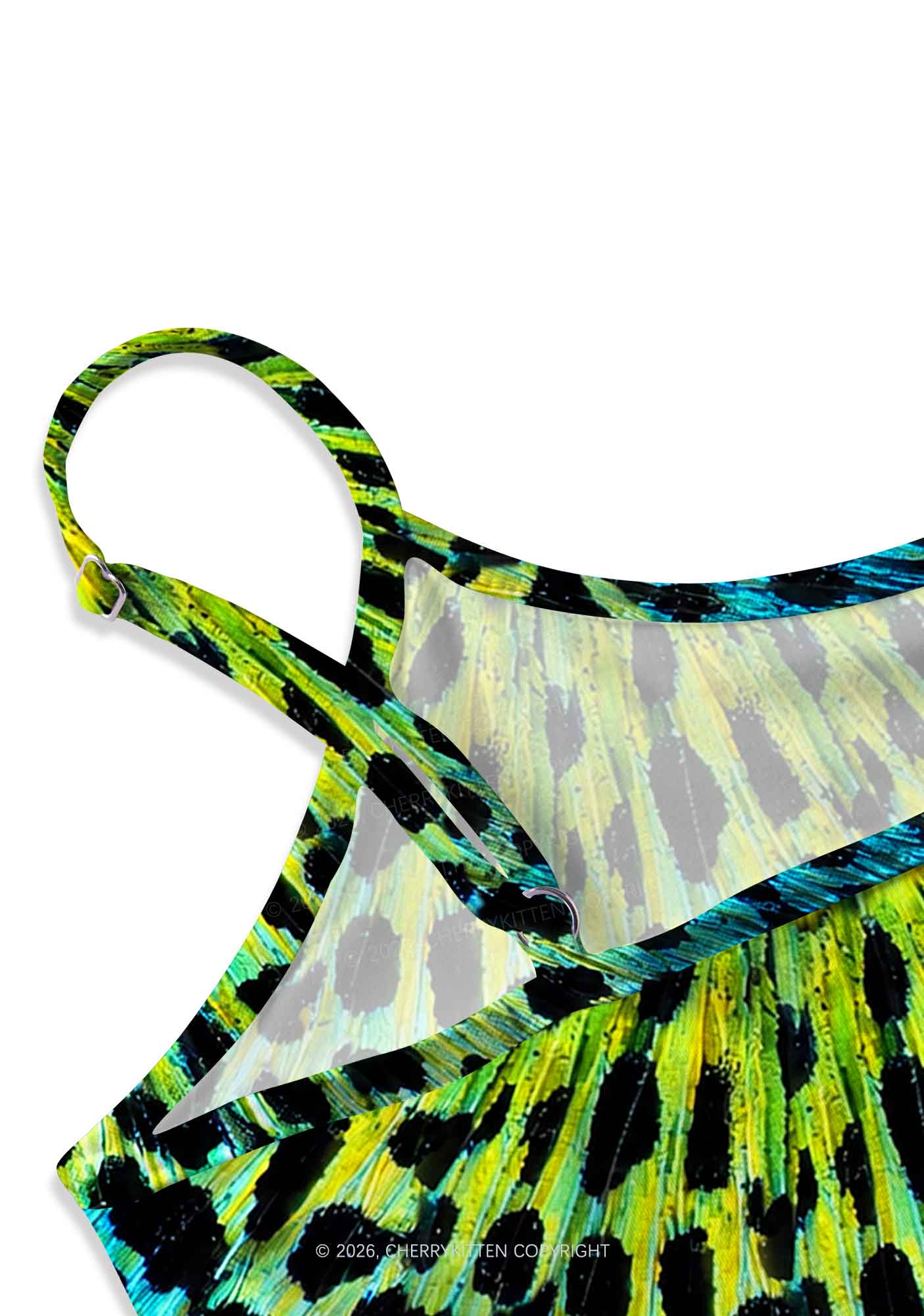 Peacock Feather Texture Y2K Print Slip Dress Cherrykitten