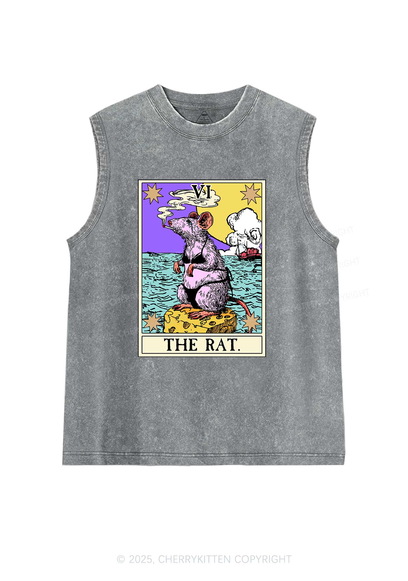 The Rat Smoking Y2K Washed Muscle Tank Cherrykitten