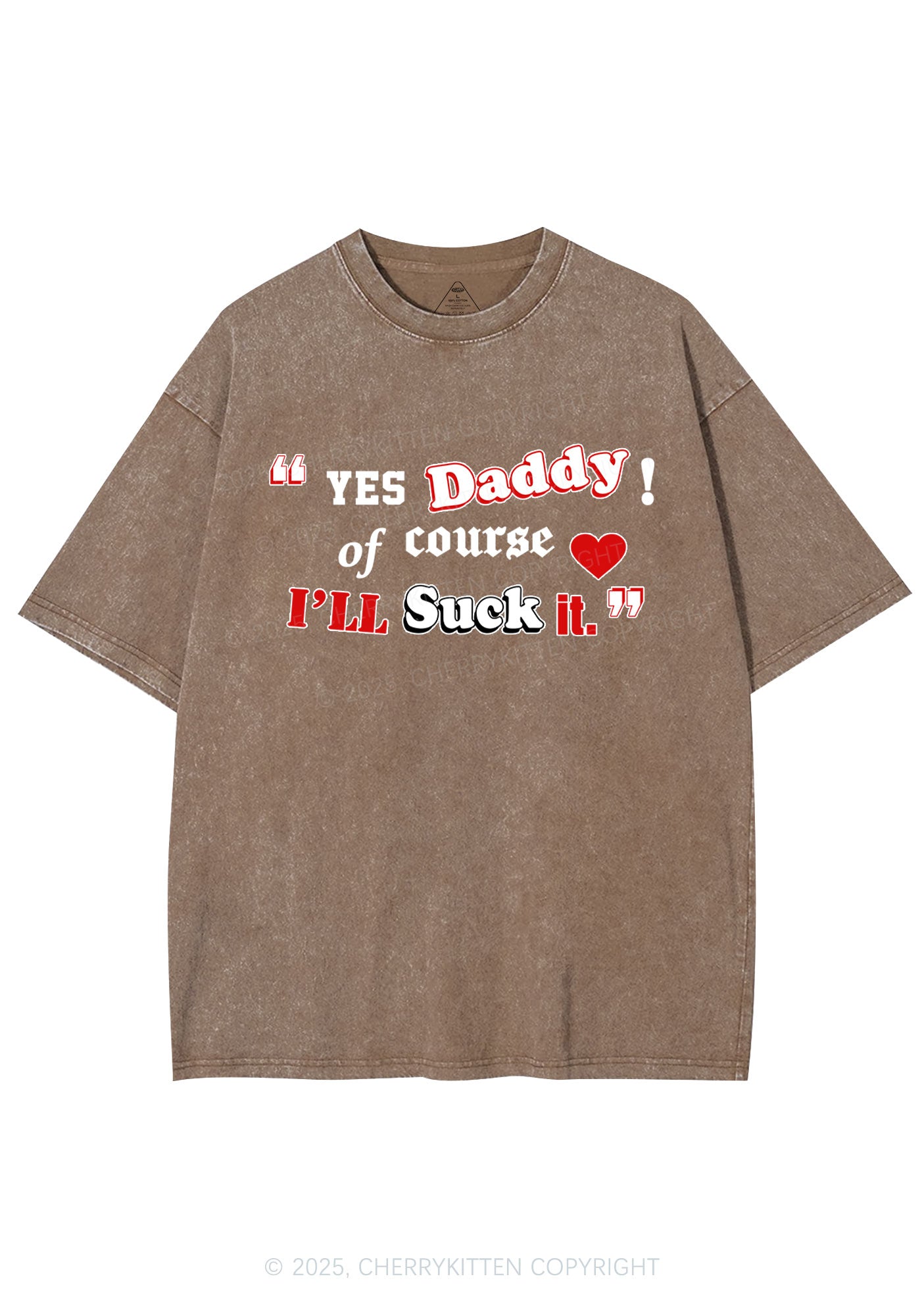 Daddy Suck It Y2K Shirts Washed Tee Cherrykitten