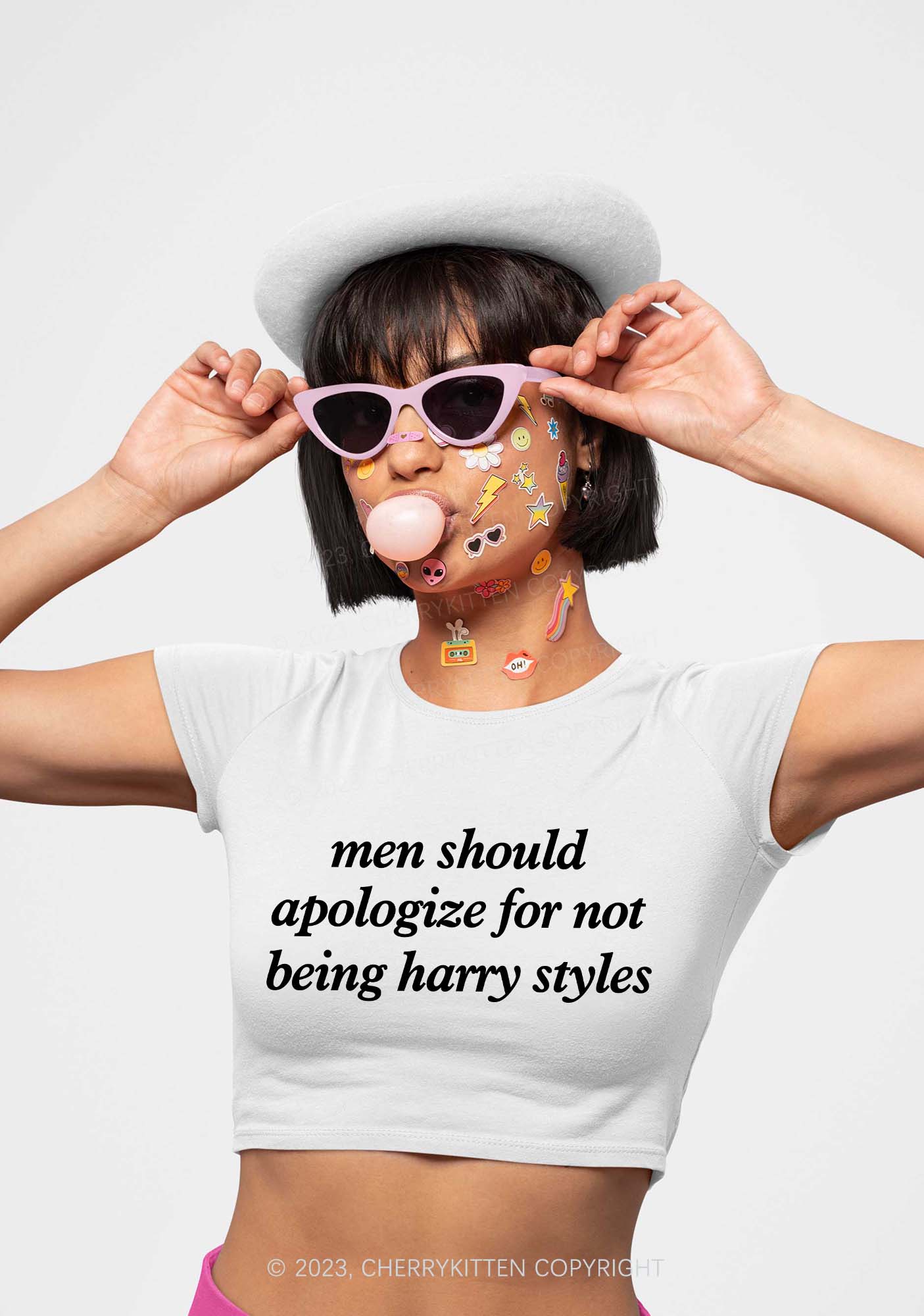 Men Should Apologize Y2K Baby Tee Cherrykitten