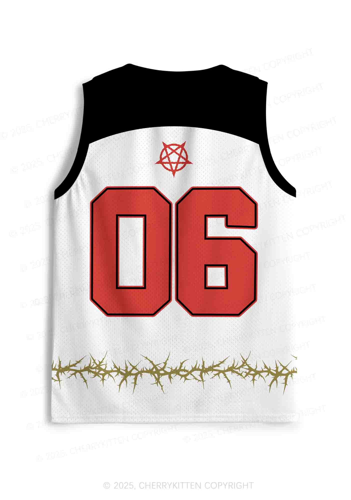 Halloween Custom White Satan Heart Y2K Sport Jersey Tank Cherrykitten