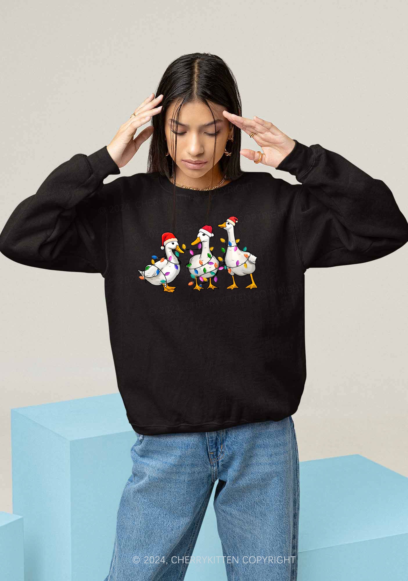Christmas Santa Duck Y2K Sweatshirt Cherrykitten