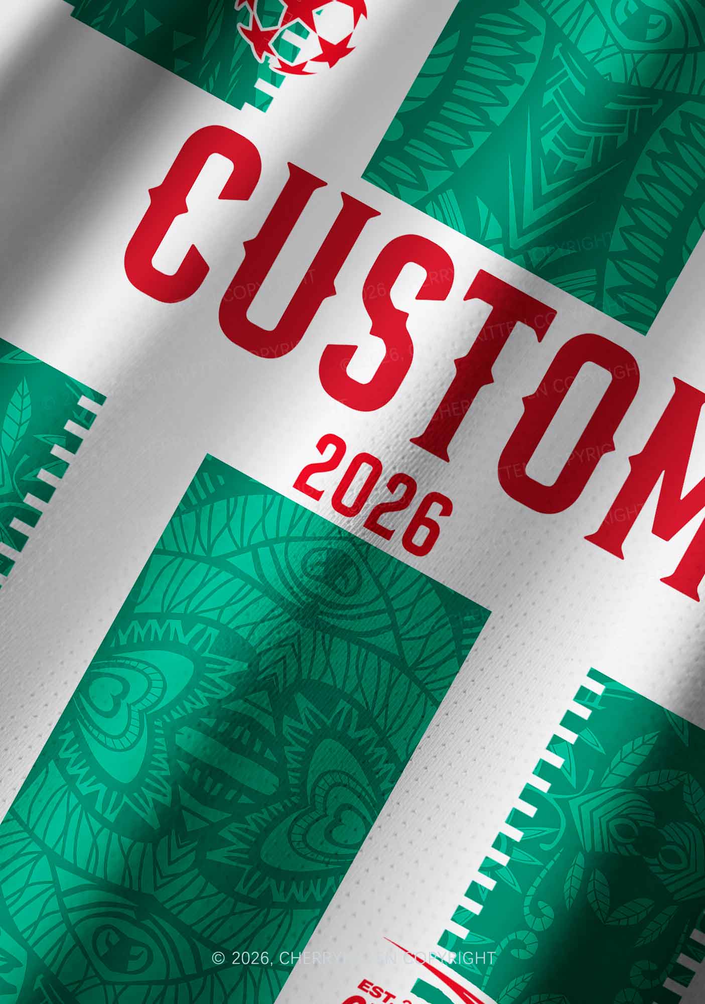 Custom Green Mexican Flag Y2K Football Jersey Shirts Cherrykitten